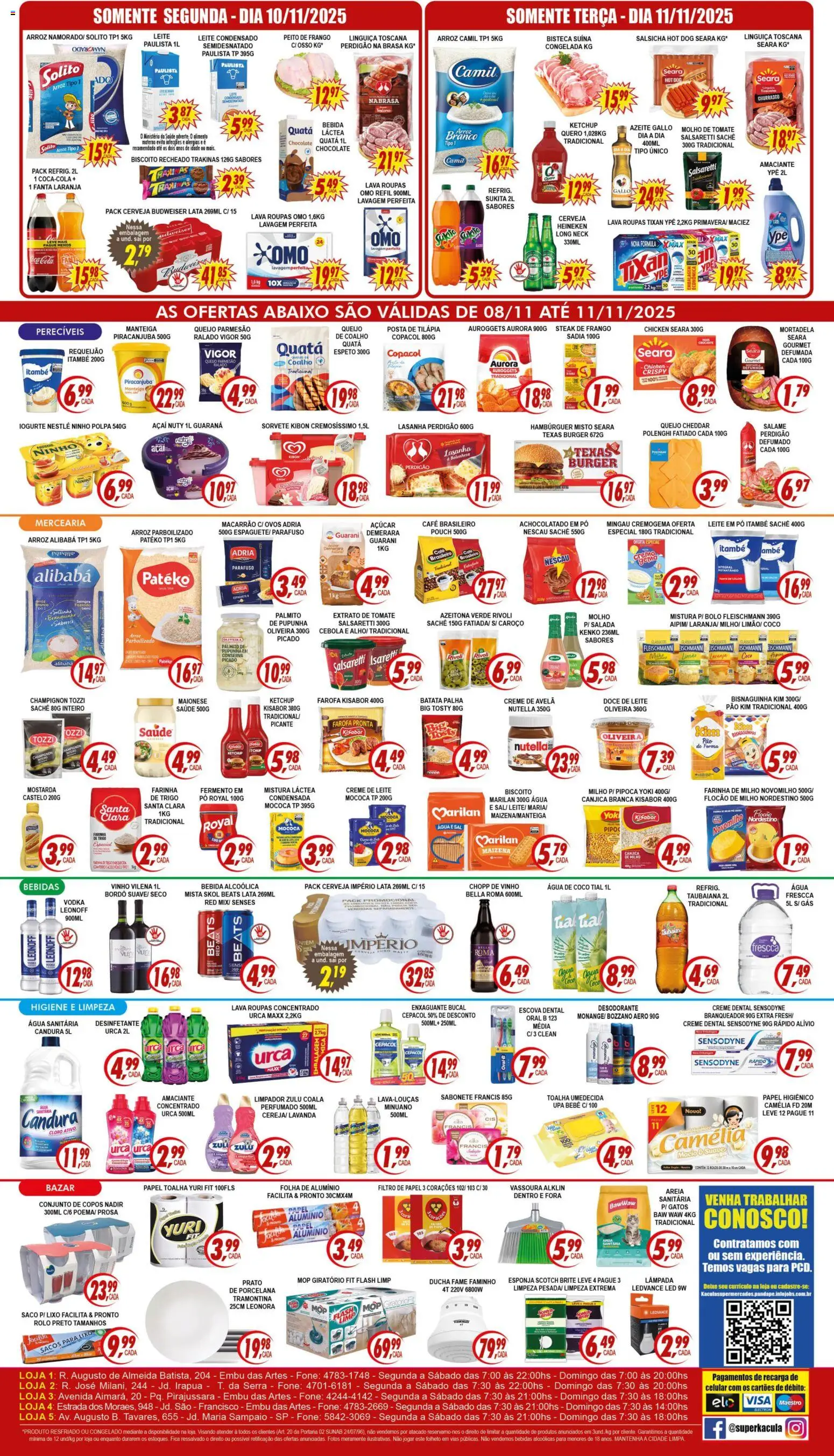 Kaçula Folheto - válido de 08.11.2025 | Página: 2 | Produtos: Cloro, Leite, Copos, Papel higiênico
