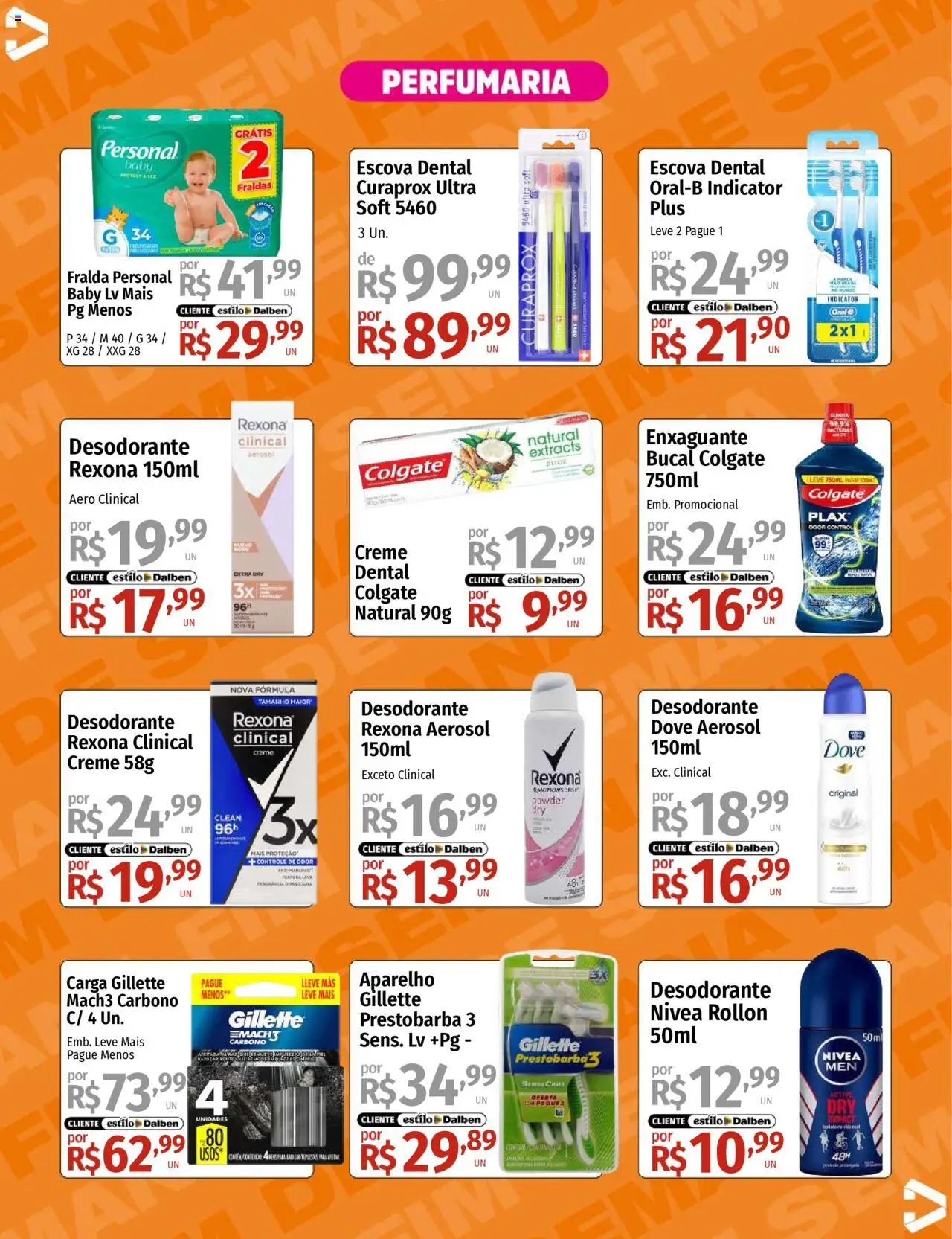 Supermercado Dalben Folheto - válido de 08.08.2025 | Página: 13 | Produtos: Creme, Rexona, Fraldas, Dove