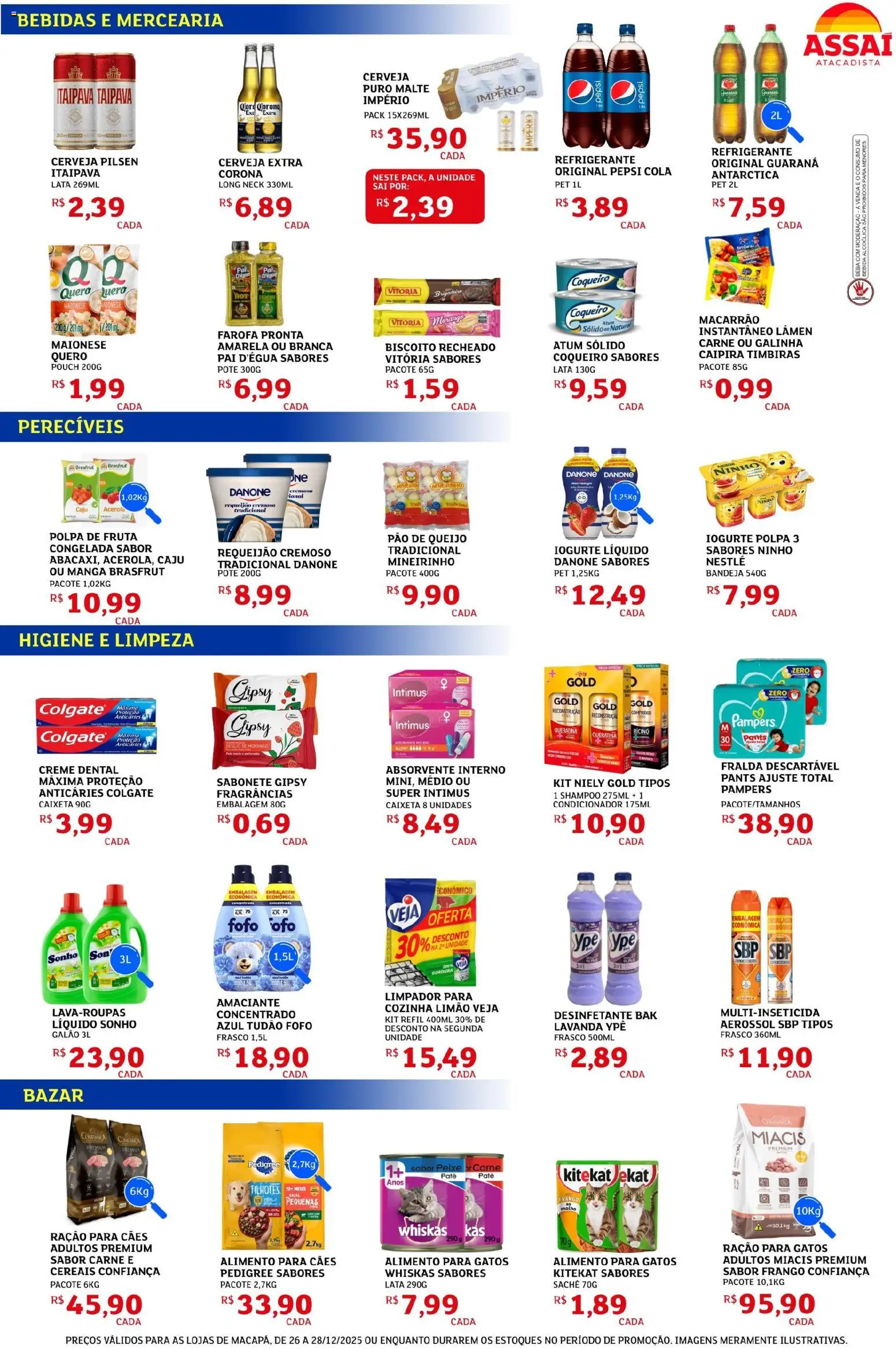 Assaí Atacadista Folheto - válido de 26.12.2025 | Página: 2 | Produtos: Absorvente interno, Farofa, Biscoito recheado, Amaciante