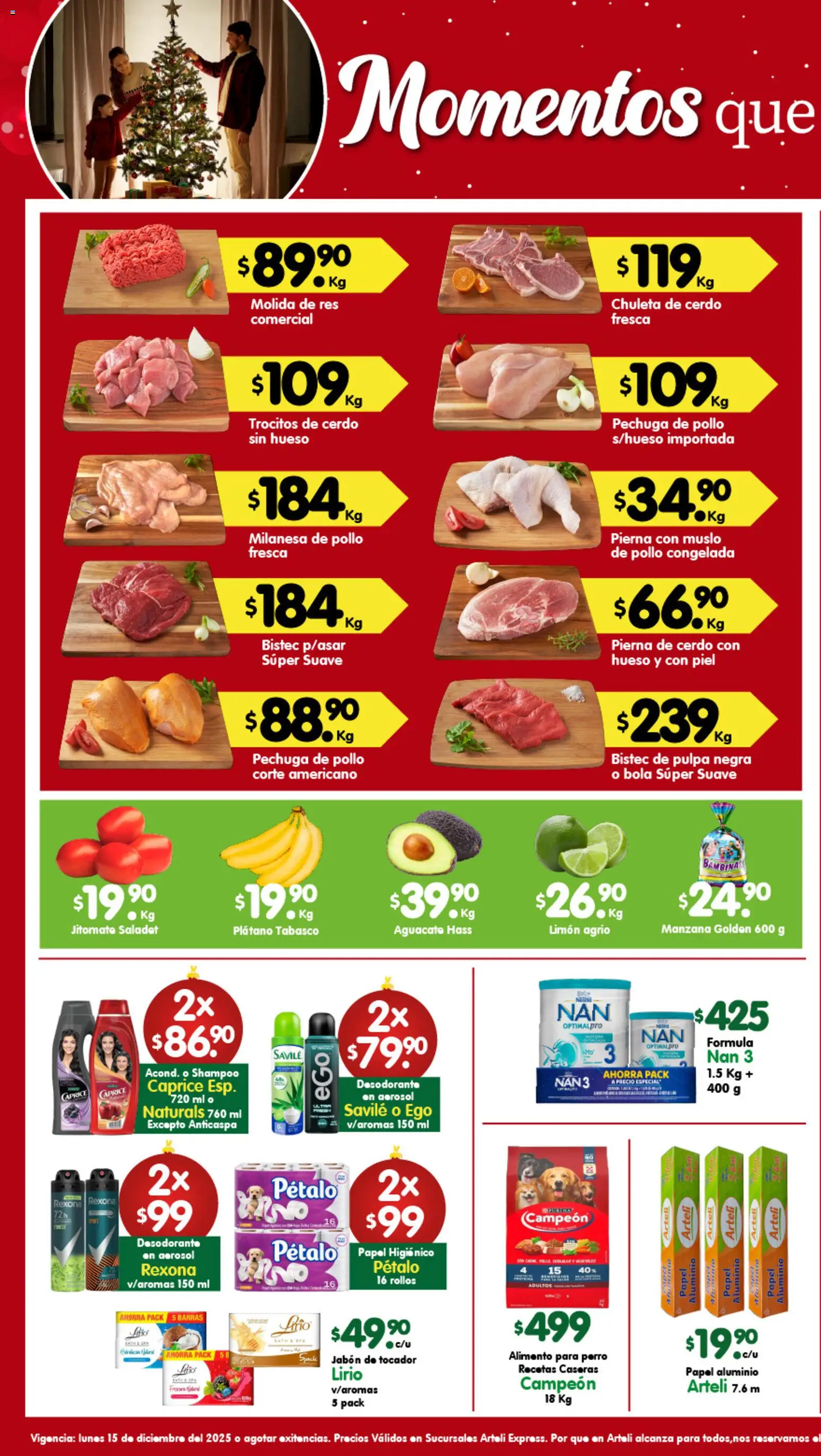 Nuevas ofertas de Arteli válidas en toda la República Mexicana desde el 15.12.2025. ¡Encuentra las mejores ofertas en Arteli folleto Express! | Página: 1 | Productos: Desodorante, Pollo, Manzana, Res