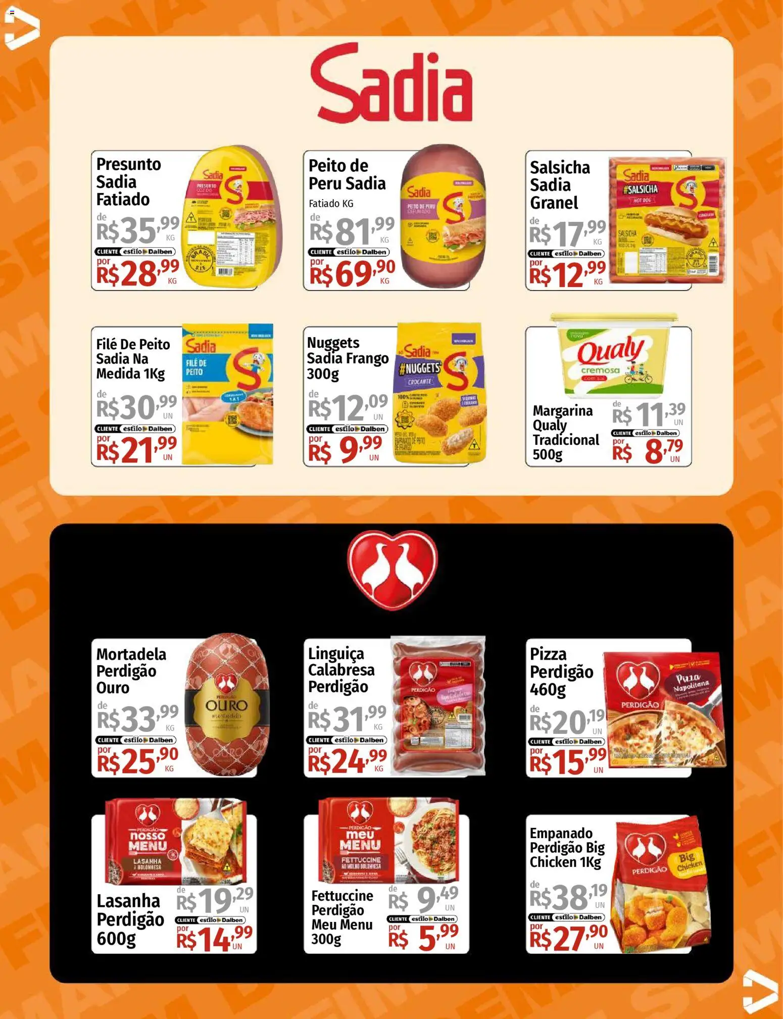 Supermercado Dalben Folheto - válido de 09.01.2026 | Página: 12 | Produtos: Salsicha, Presunto, Mortadela, Peito de peru