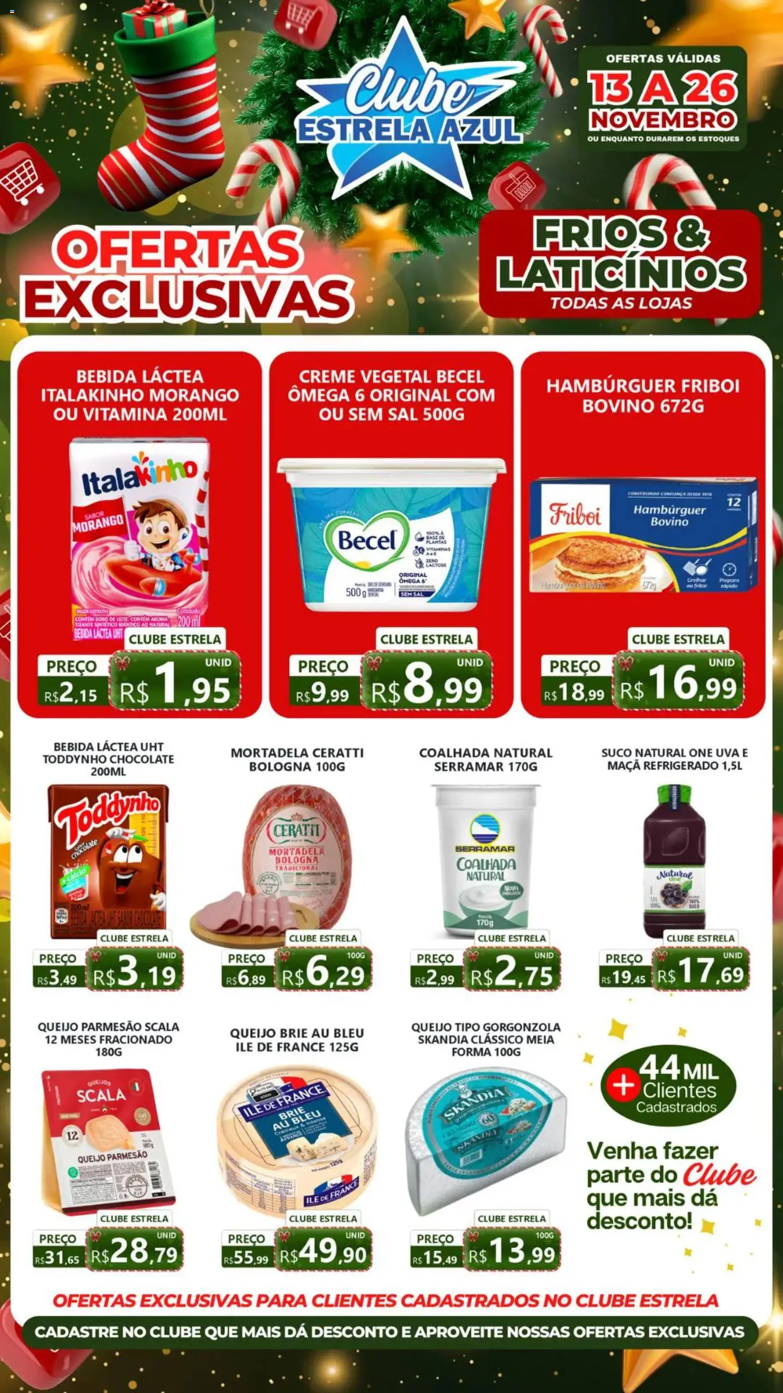 Estrela Azul Folheto - válido de 13.11.2025 | Página: 1 | Produtos: Chocolate, Parmesão, Brie, Hambúrguer
