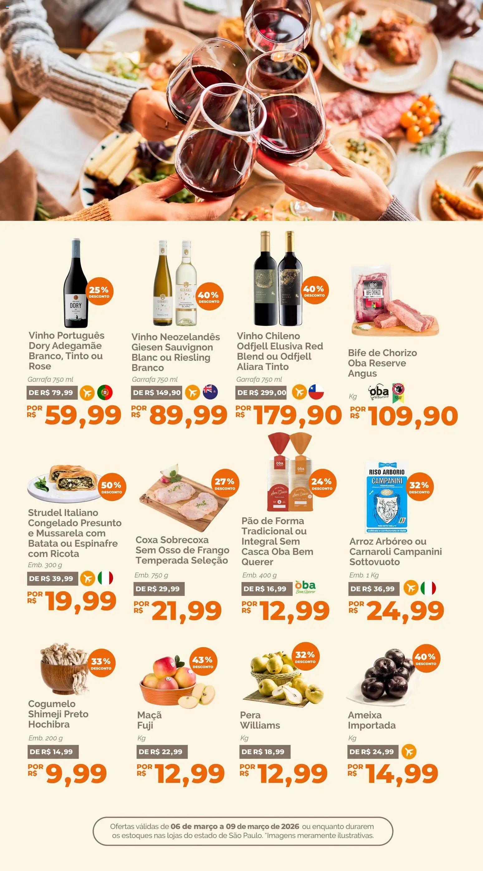 Oba Hortifruti Folheto - válido de 06.03.2026 | Página: 7 | Produtos: Espinafre, Vinho, Ricota, Frango