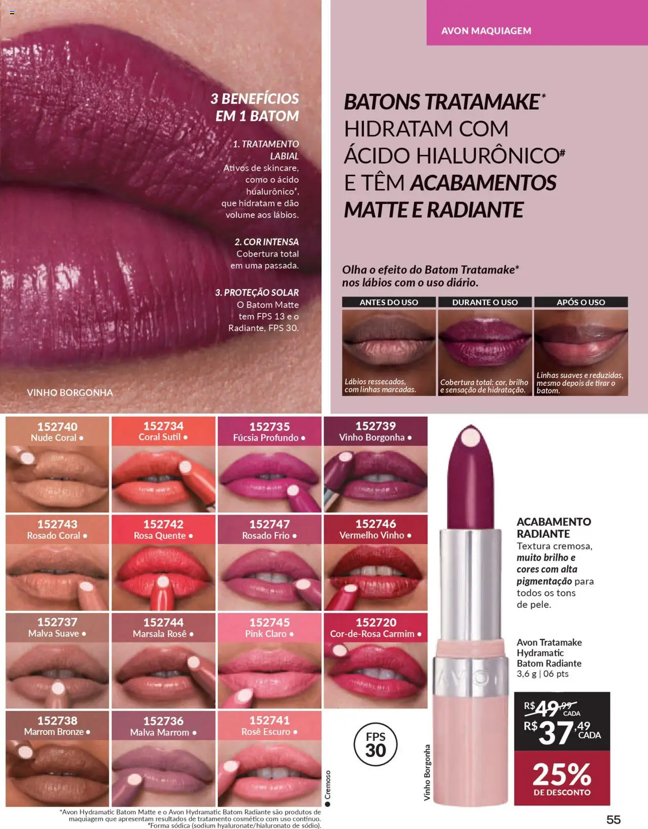 Avon Folheto - válido de 16.06.2025 | Página: 55 | Produtos: Maquiagem, Batom, Vinho
