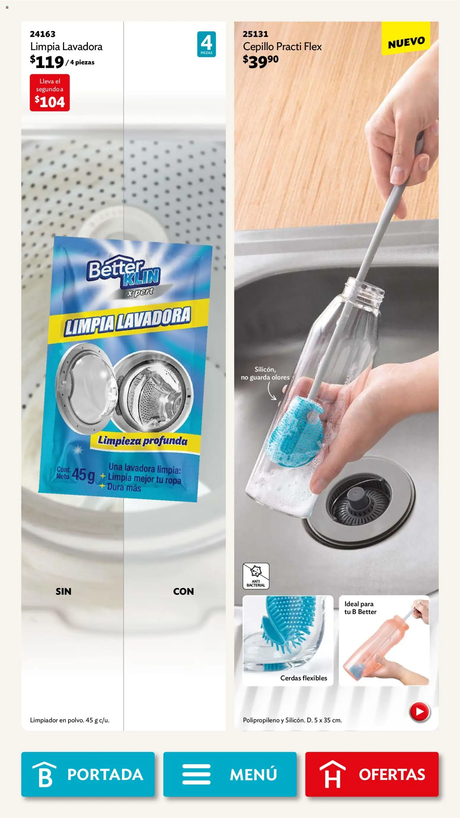Nuevas ofertas de Betterware válidas en toda la República Mexicana desde el 03.11.2025. ¡Encuentra las mejores ofertas en Betterware campaña 11 2025! | Página: 110 | Productos: Cepillo, Limpiador, Lavadora, Ropa