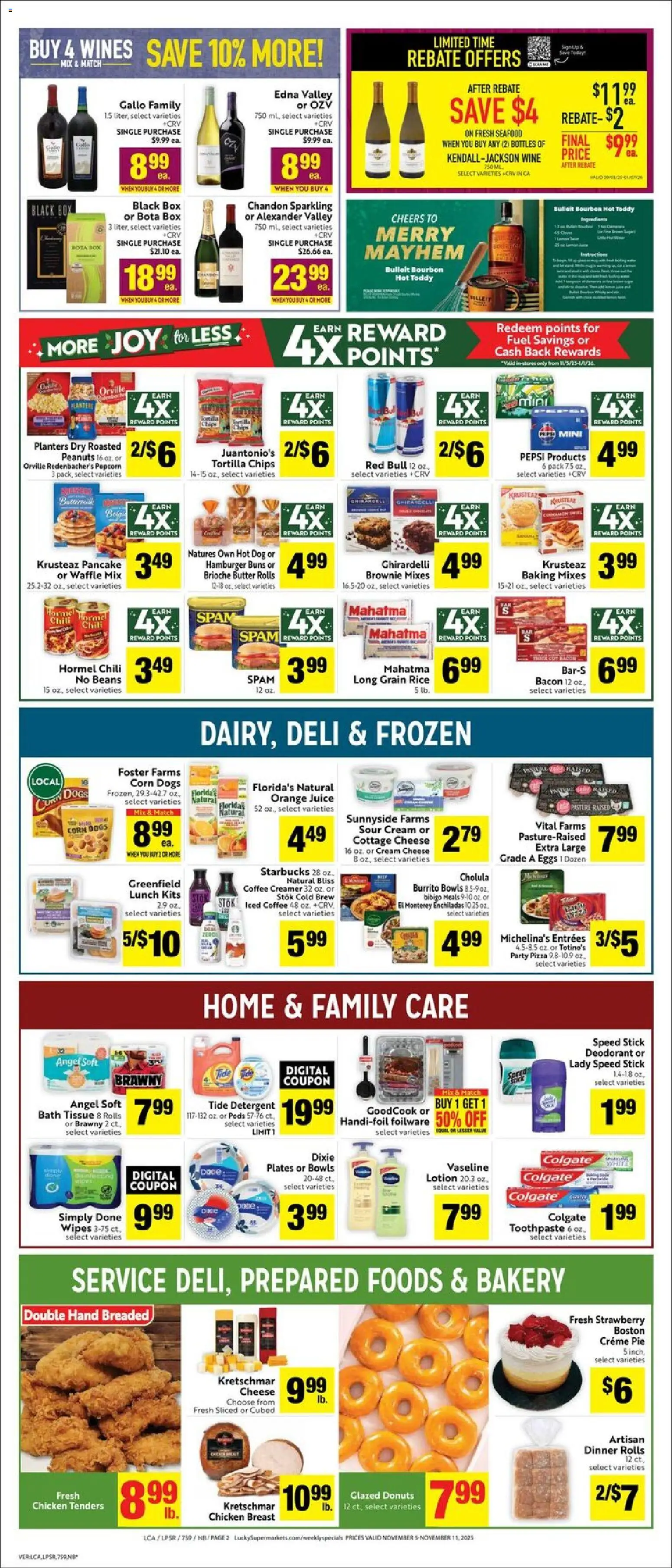 Lucky Supermarkets Weekly - AK - valid from 05.11.2025 | Page: 2 | Products: Pizza, Wine, Rice, Detergent