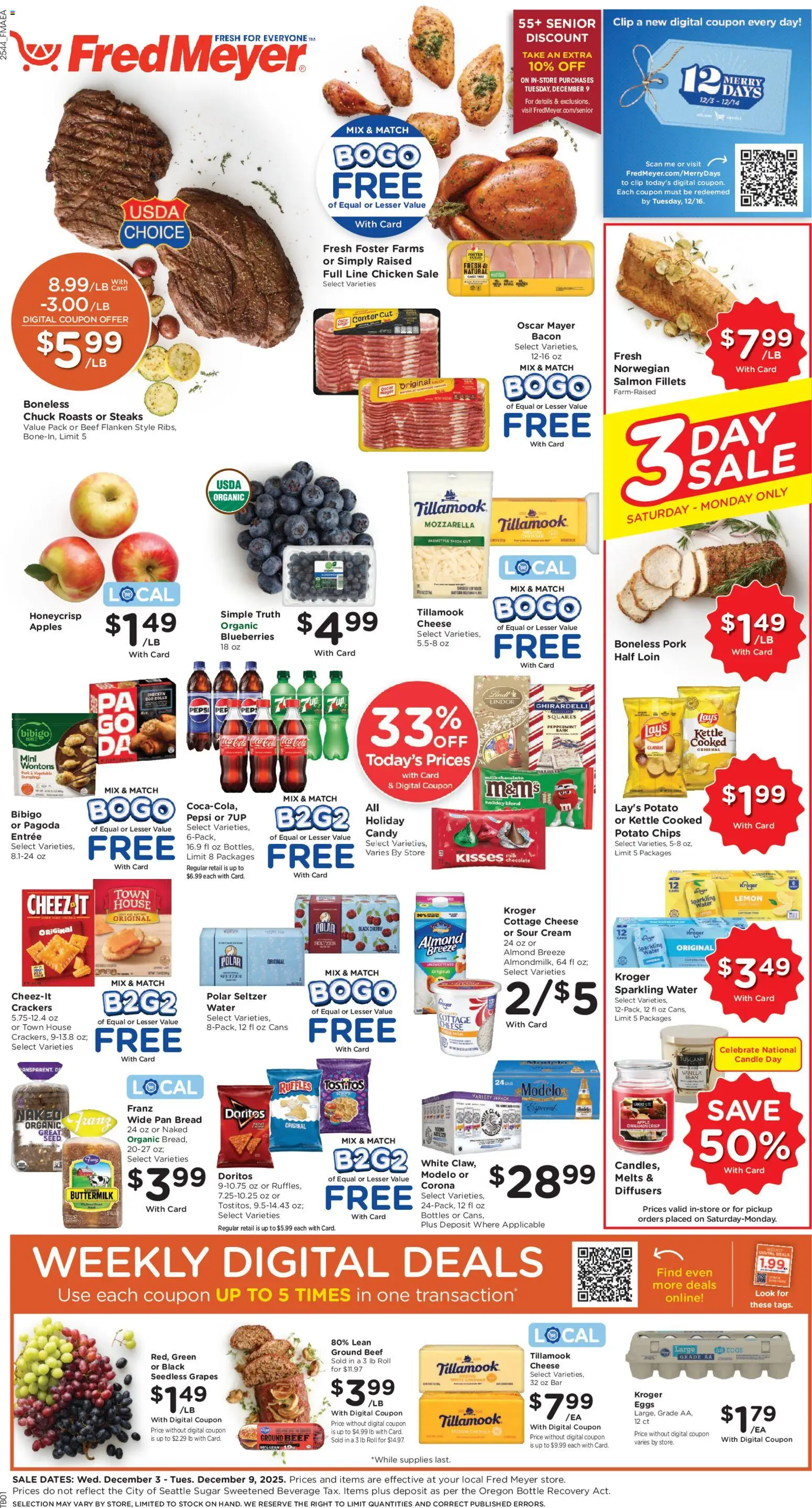 Fred Meyer Weekly Ad - valid from 03.12.2025 | Page: 1 | Products: Chips, Cream, Water, Sugar