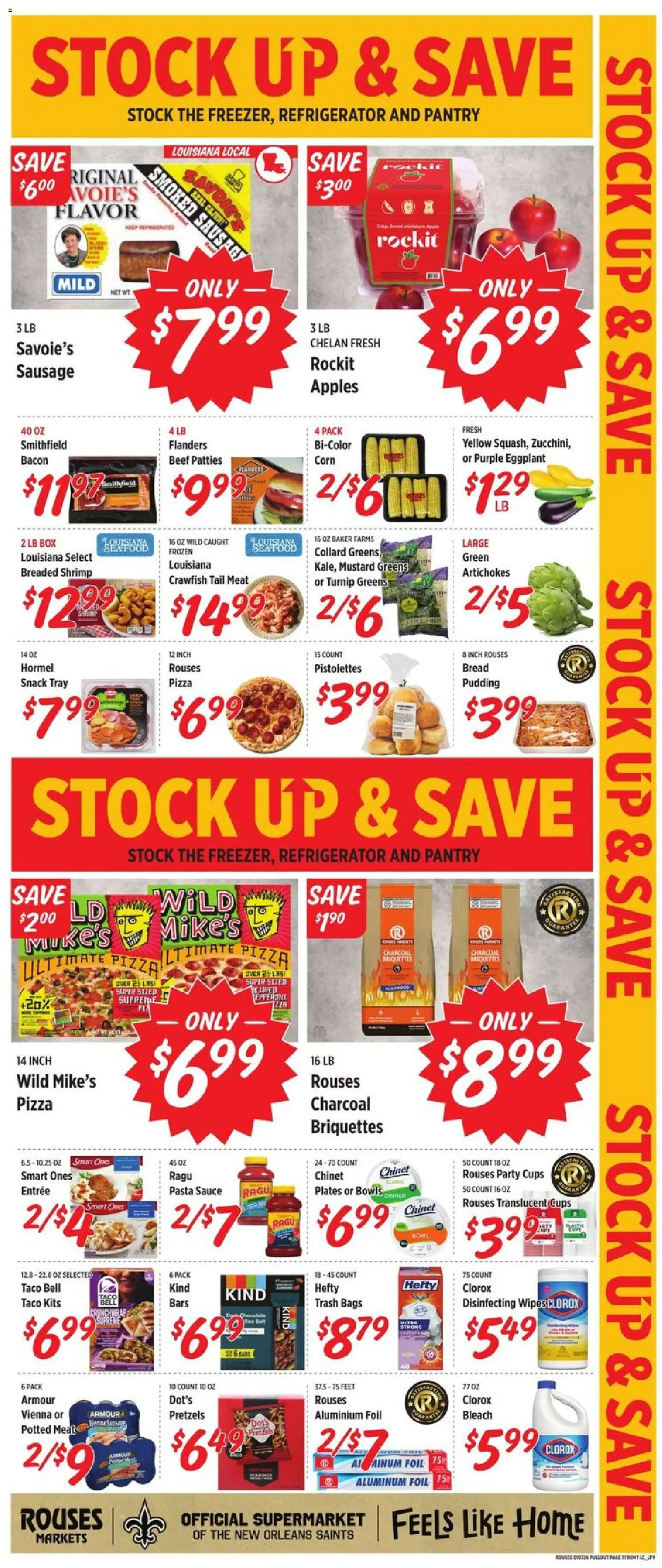 Rouses Weekly Ad - LA - valid from 07.01.2026 | Page: 4 | Products: Pizza, Sausage, Greens, Eggplant