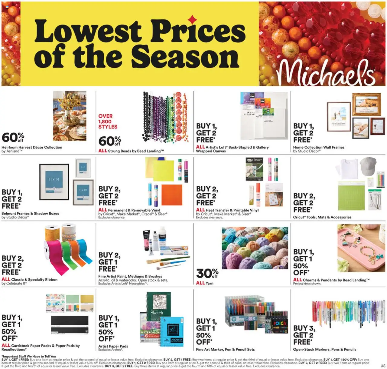 Michaels Weekly Ad - valid from 12.09.2025 | Page: 1 | Products: Yarn, Pen, Oil, Pads