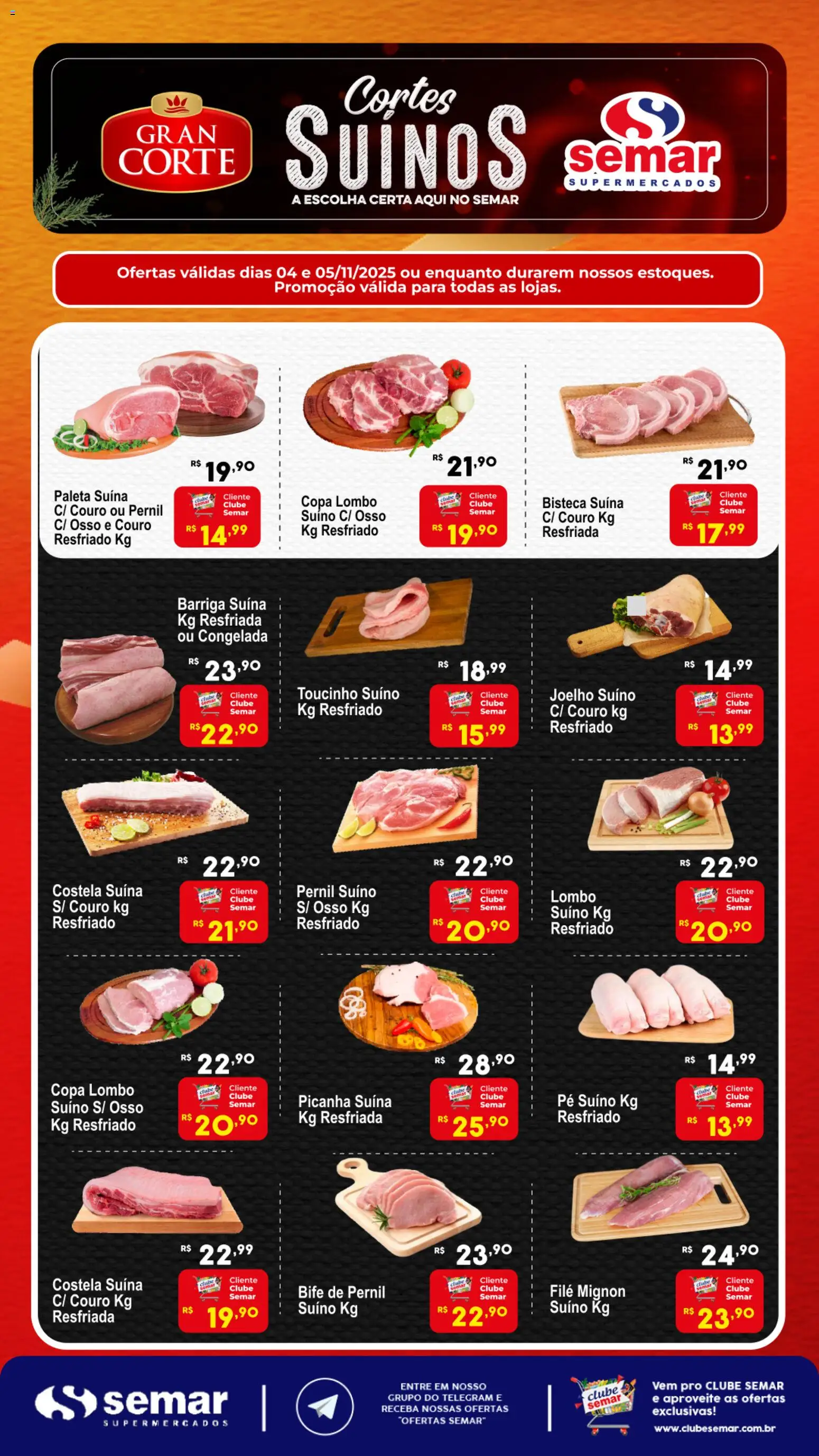 Semar Supermercado Folheto - válido de 04.11.2025 | Página: 1 | Produtos: Filé mignon, Picanha, Lombo, Copa