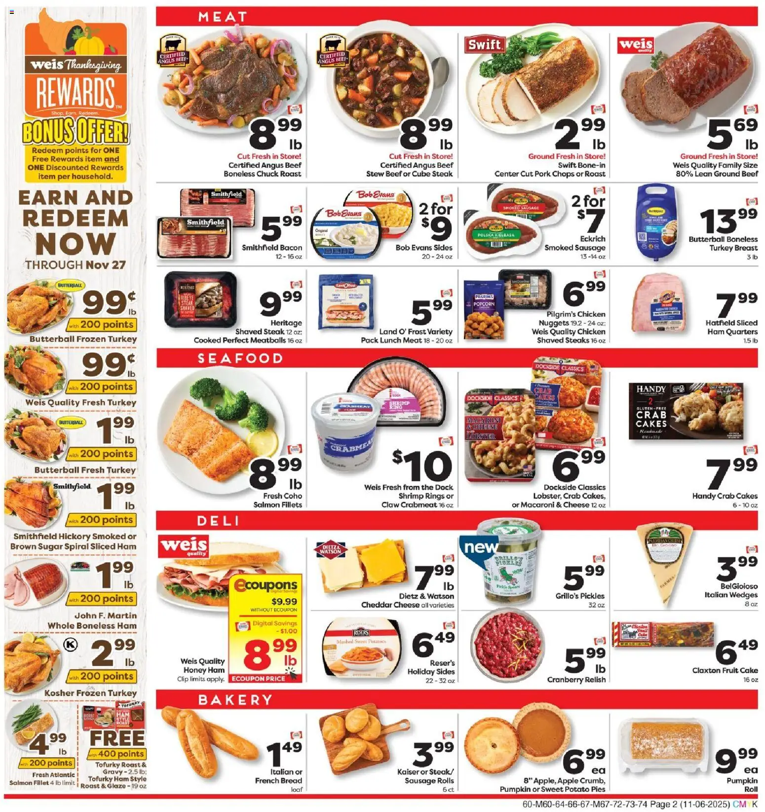 Weis Weekly Circular - MD - valid from 06.11.2025 | Page: 2 | Products: Clip, Cheese, Bread, Sausage