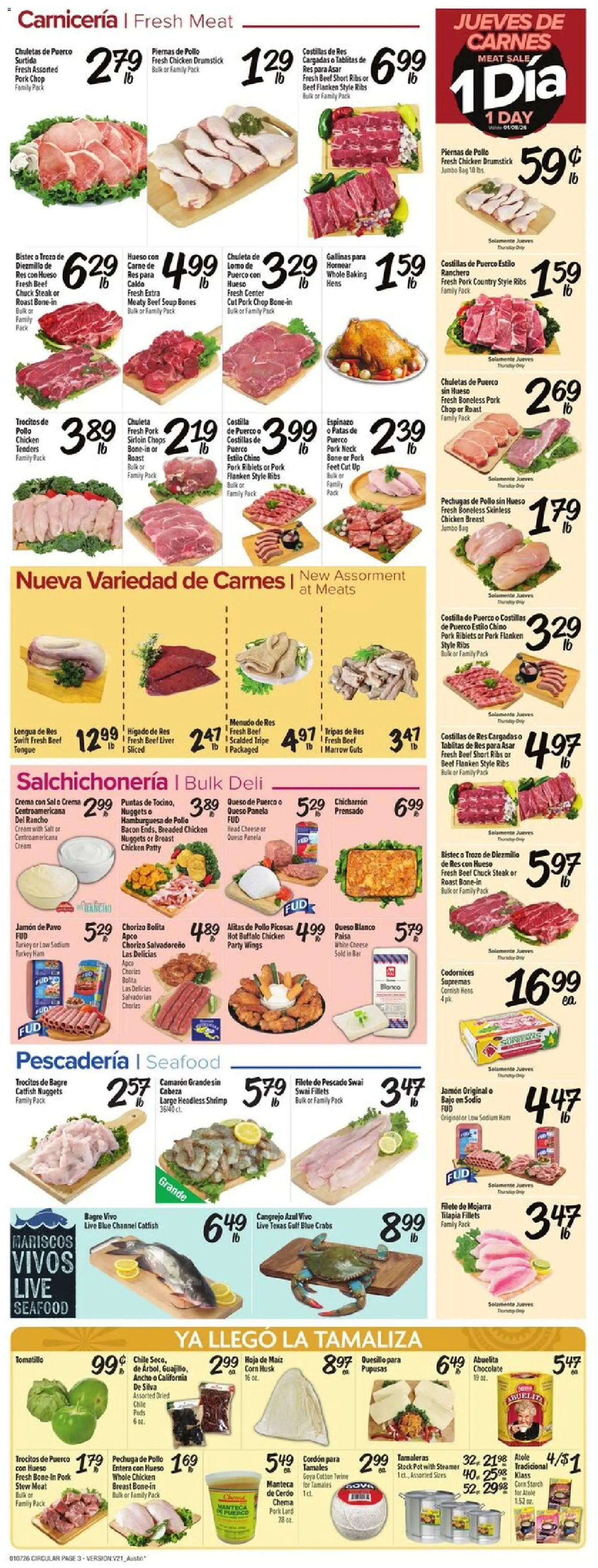 Fiesta Mart Weekly Ad - valid from 07.01.2026 | Page: 3 | Products: Cheese, Pork, Cream, Salt