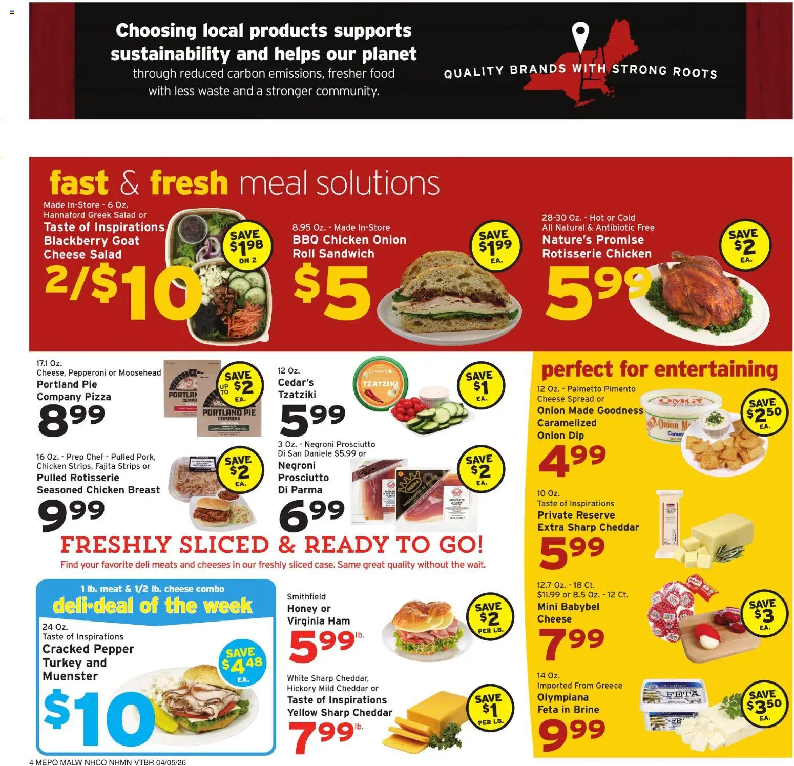 Hannaford Weekly Ad - valid from 05.04.2026 | Page: 4 | Products: Ham, Pizza, Pepper, Onion