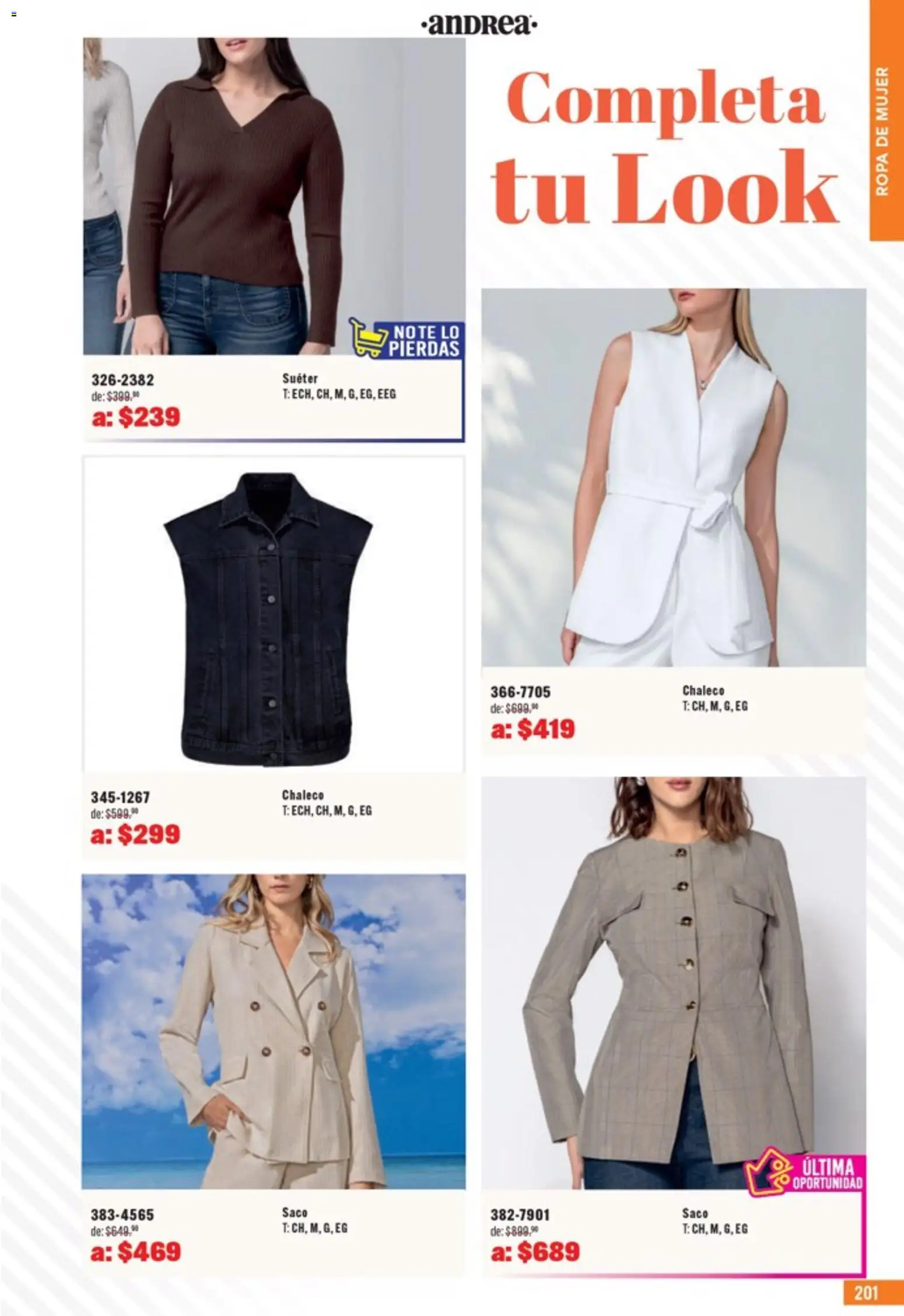 Nuevas ofertas de Andrea válidas en toda la República Mexicana desde el 05.04.2026. ¡Encuentra las mejores ofertas en Andrea catálogo Outlet! | Página: 201 | Productos: Suéter, Chaleco, Ropa