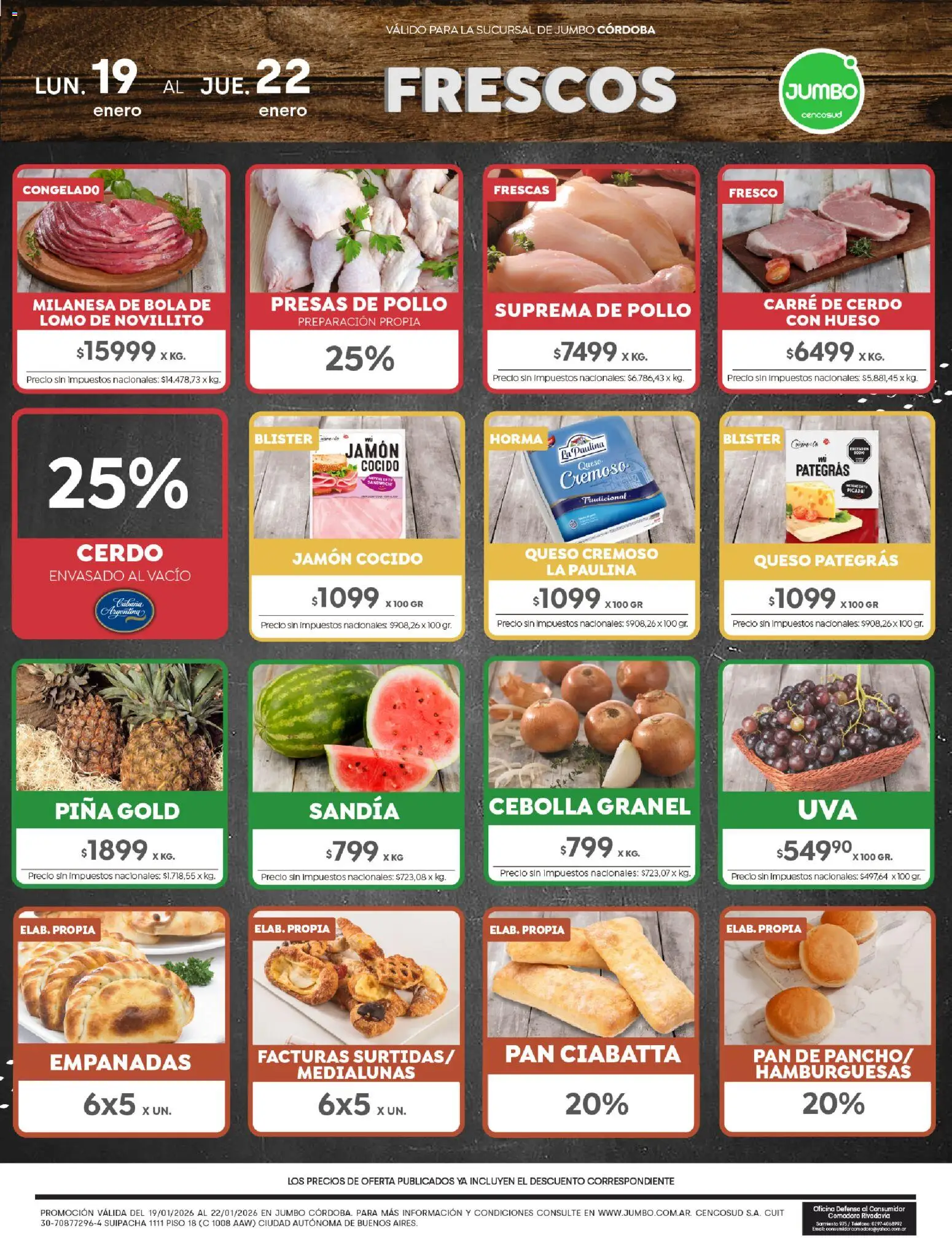 Jumbo - Ofertas | Córdoba │ válido desde el 19.01.2026 | Página: 1 | Productos: Teléfono, Pollo, Sandía, Piña
