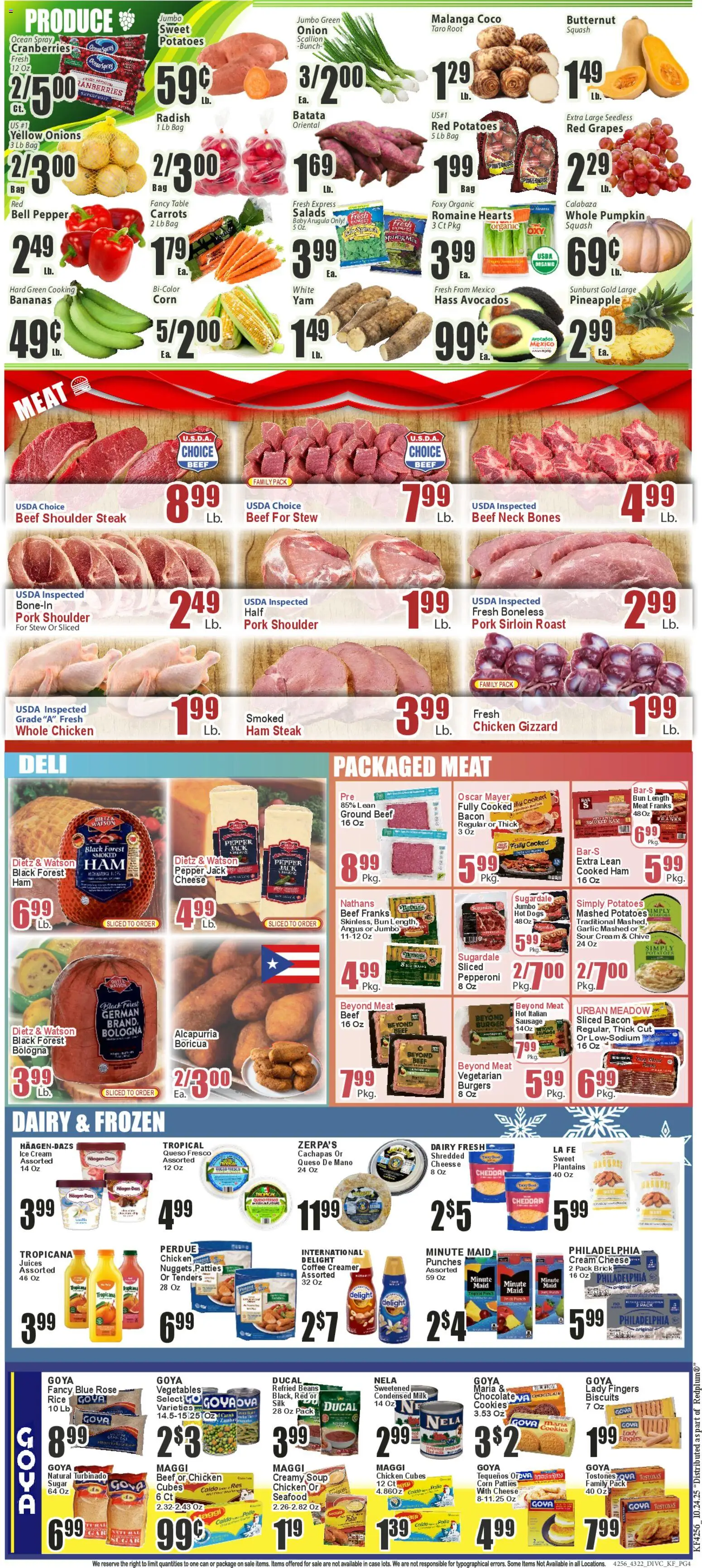 Key Food Weekly Ad - valid from 24.10.2025 | Page: 4 | Products: Table, Vegetables, Sugar, Sausage