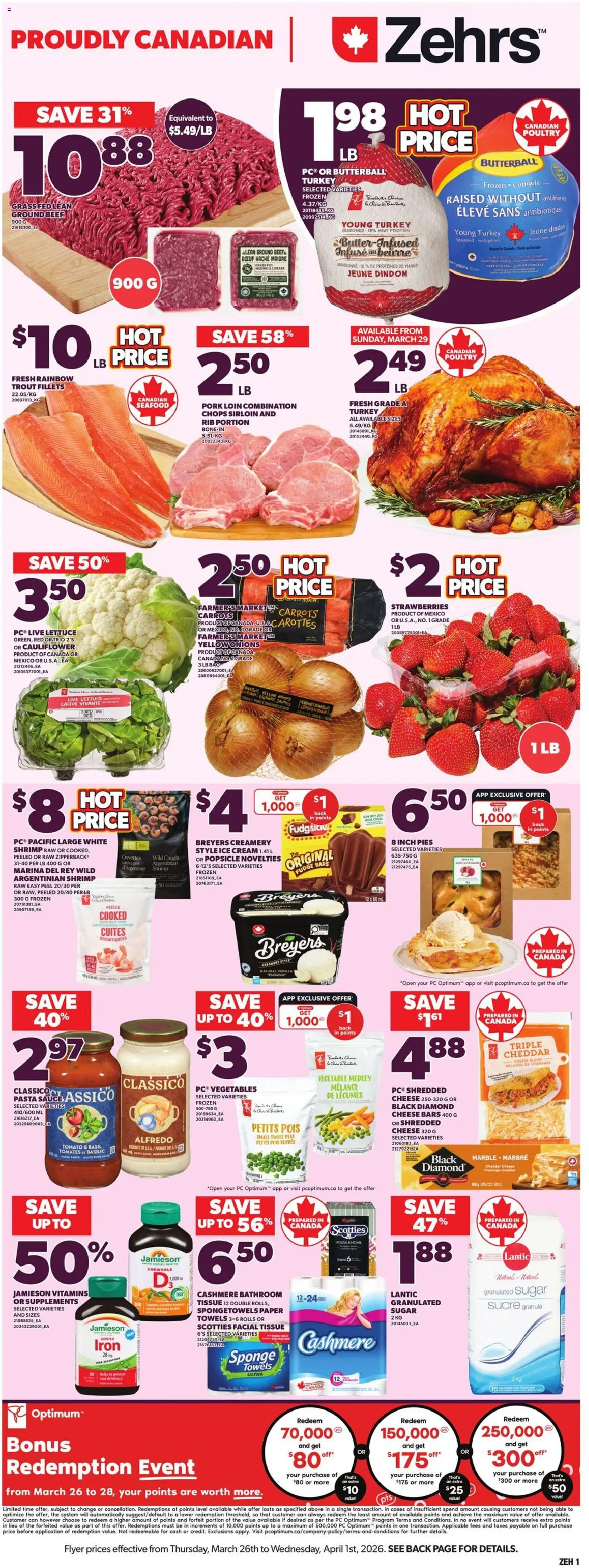Zehrs flyer valid from 26.03.2026 | Page: 3 | Products: Beef, PC, Turkey, Sponge
