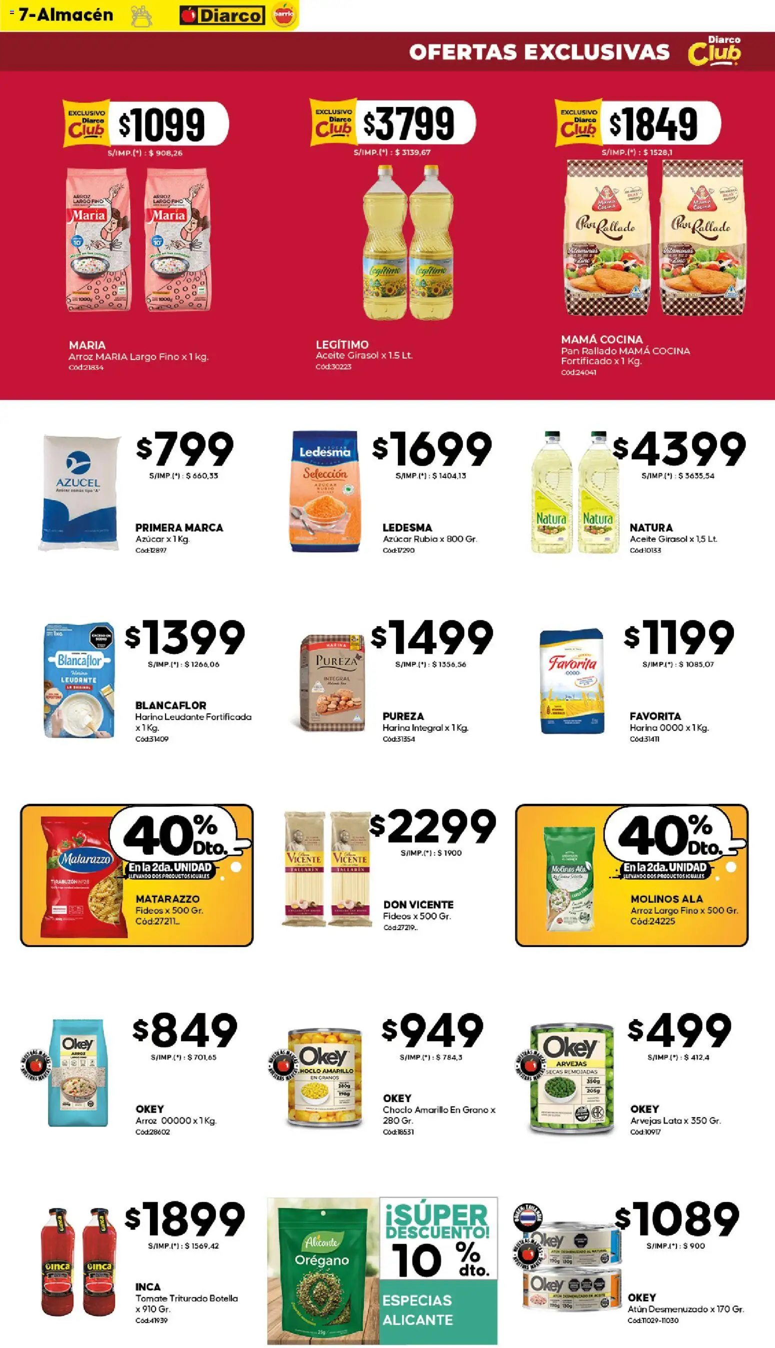 Diarco - Ofertas Diarco Barrio │ válido desde el 03.11.2025 | Página: 7 | Productos: Botella, Aceite, Pan, Arroz