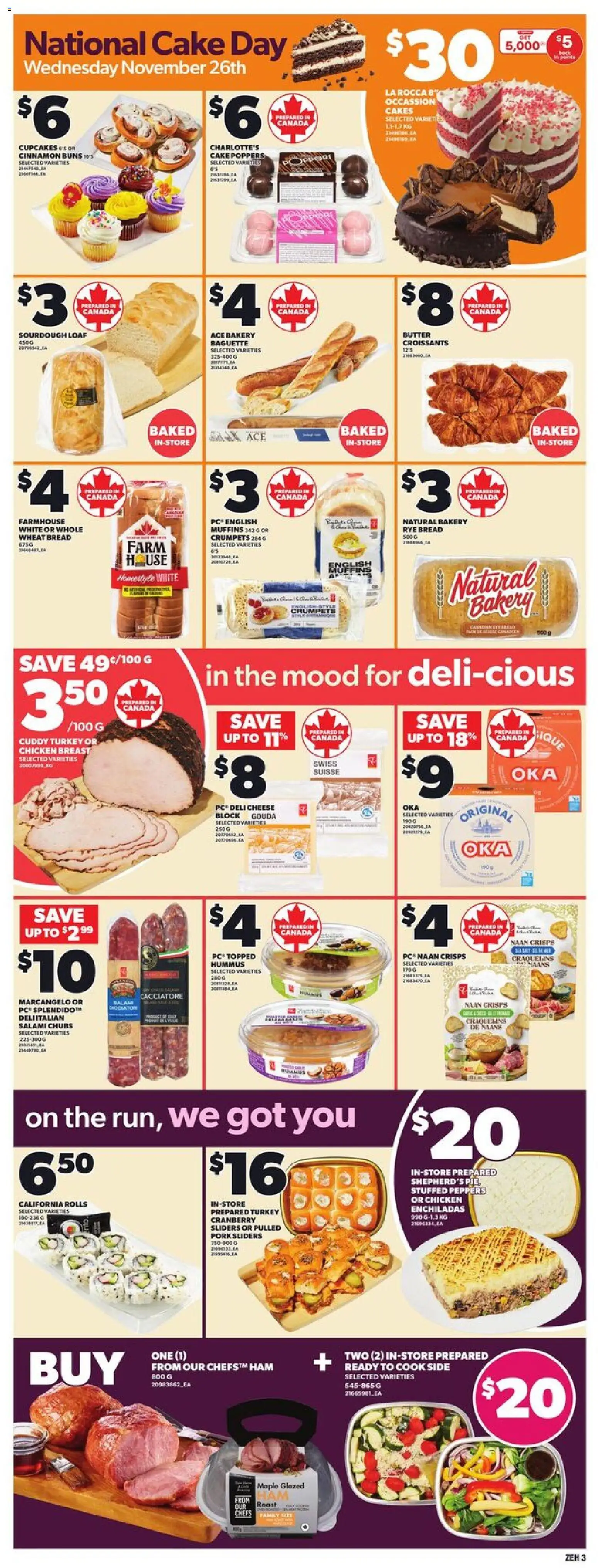 Zehrs flyer valid from 20.11.2025 | Page: 6 | Products: Bakery, Bread, Salami, Chicken