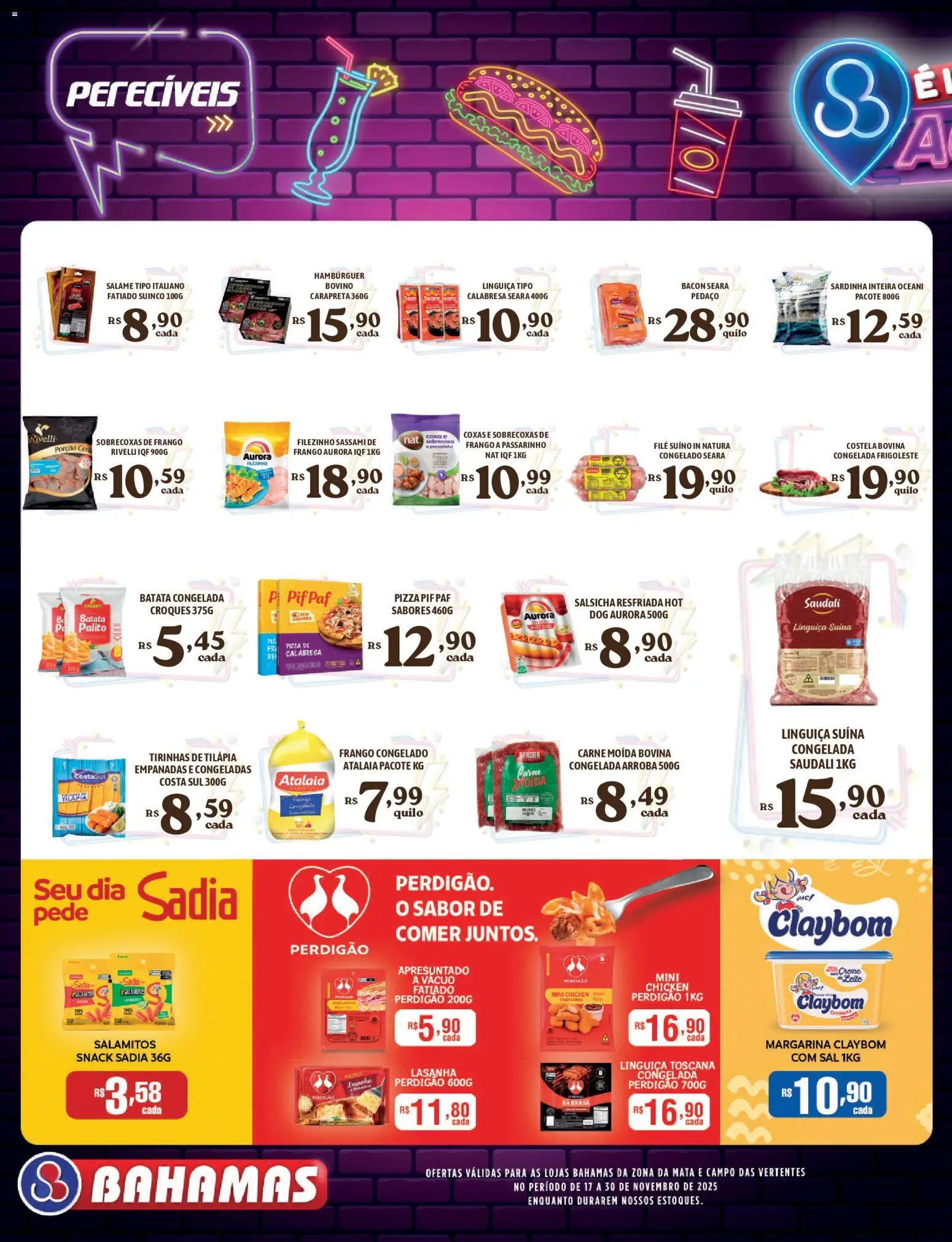 Bahamas Supermercados Folheto - válido de 17.11.2025 | Página: 8 | Produtos: Tilápia, Cera, Frango, Carne moída