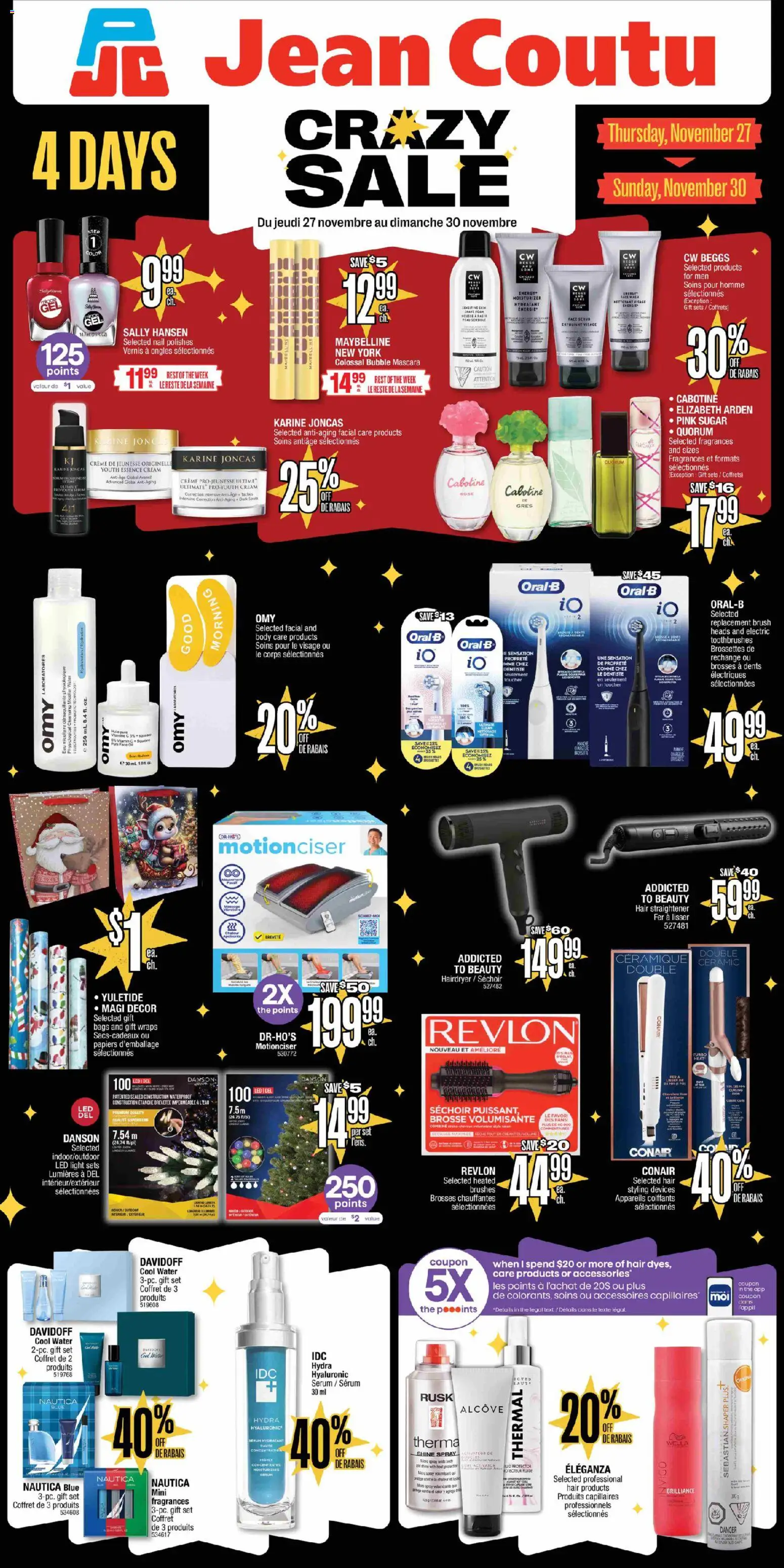 Jean Coutu flyer valid from 27.11.2025 | Page: 1 | Products: Cream, Hair straightener, Brush, Mascara