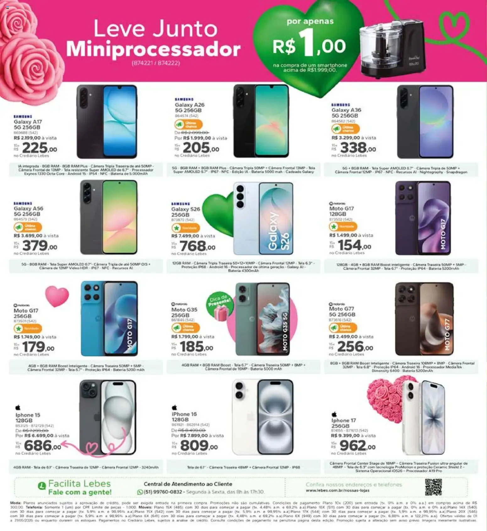 Lebes Folheto - válido de 01.05.2026 | Página: 16 | Produtos: Iphone, Piso, Tela, Câmera