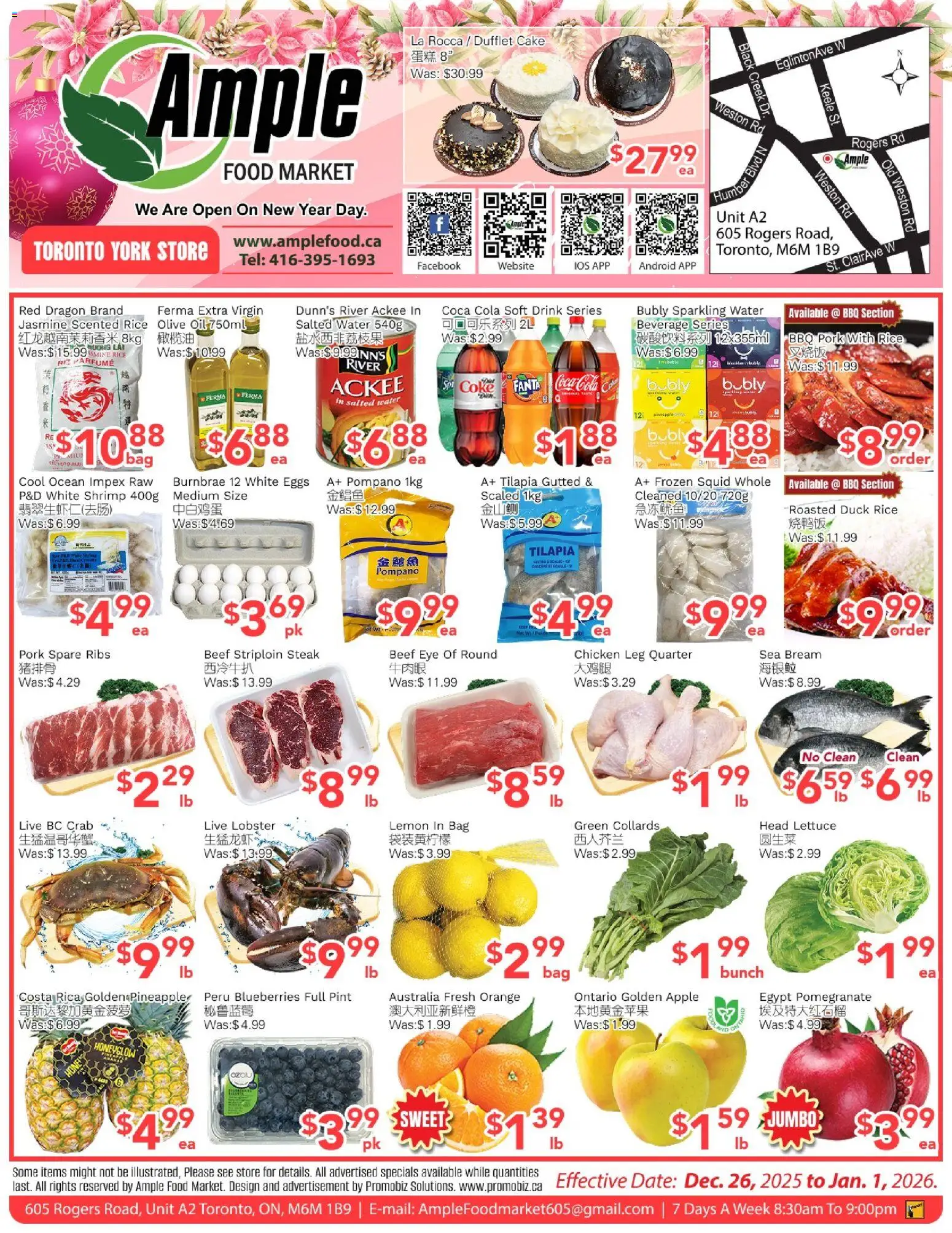 Ample Food Market flyer valid from 26.12.2025 | Page: 1 | Products: Bag, Eggs, Chicken, Pork
