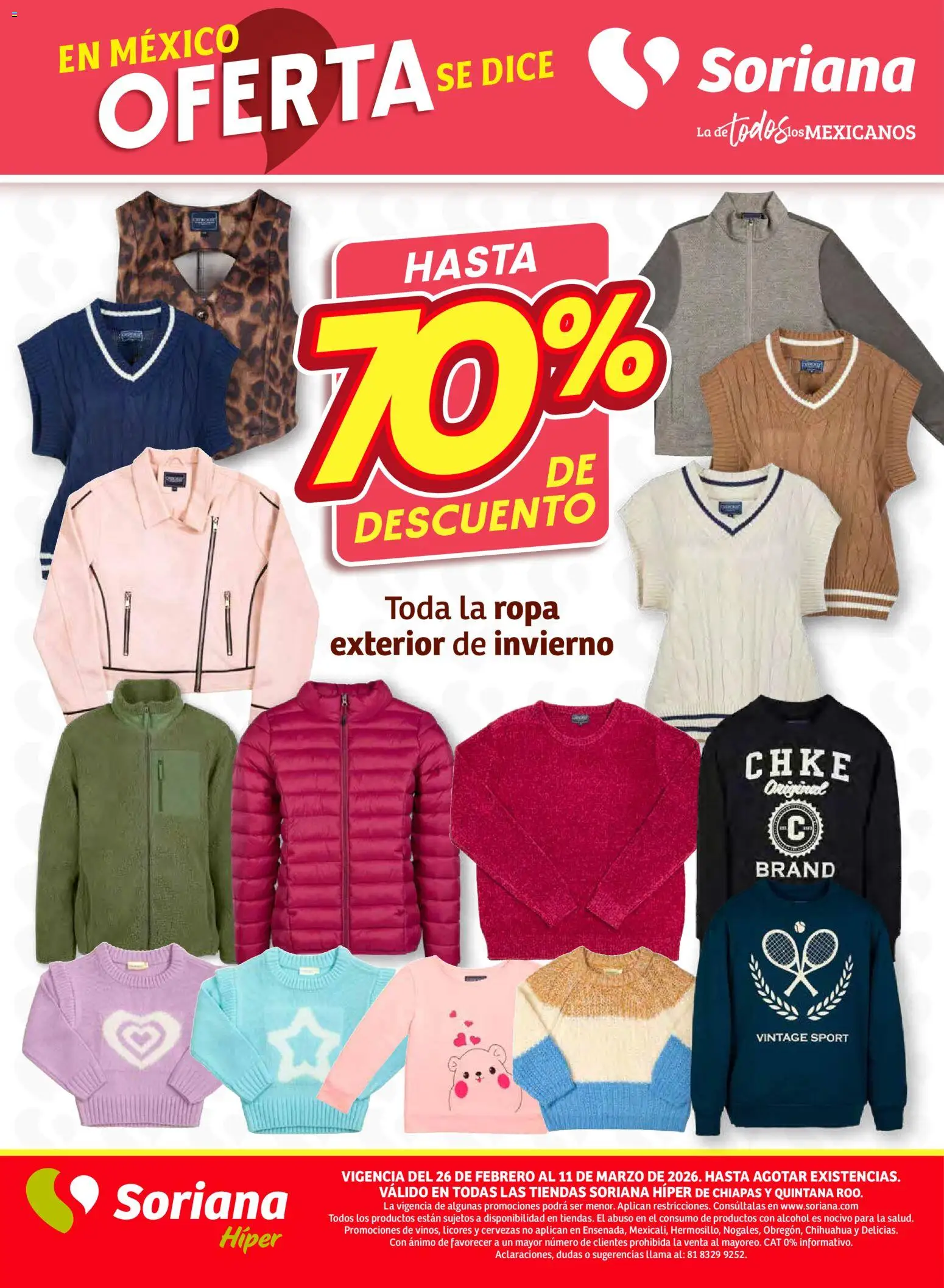 Nuevas ofertas de Soriana válidas en toda la República Mexicana desde el 27.02.2026. ¡Encuentra las mejores ofertas en Soriana Preciazazaso Híper: Frontera Chia, Q. Roo! | Página: 54 | Productos: Ropa