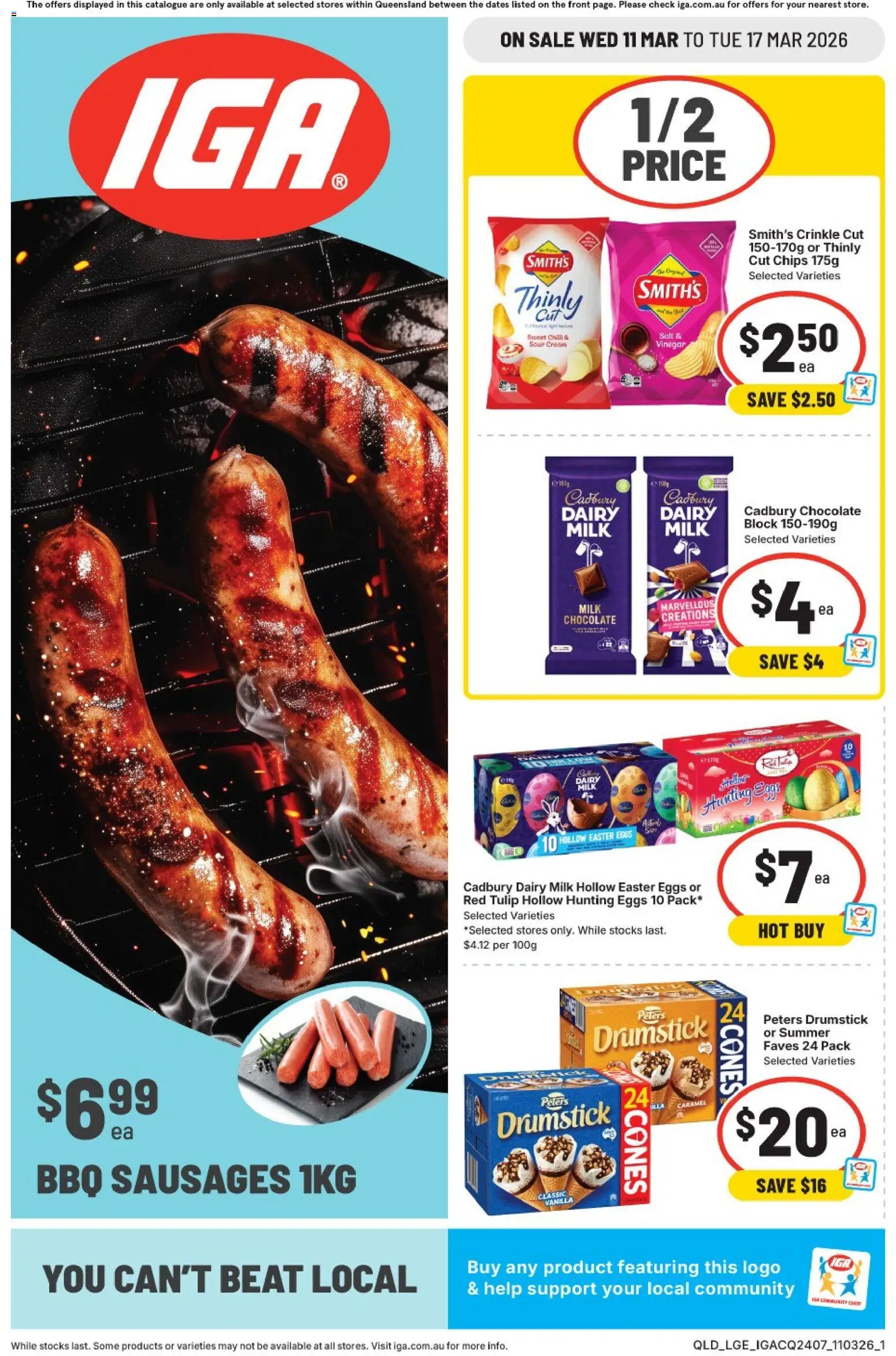 IGA catalogue - valid from 11.03.2026 | Page: 1 | Products: Eggs, Chocolate, Chips, Vinegar