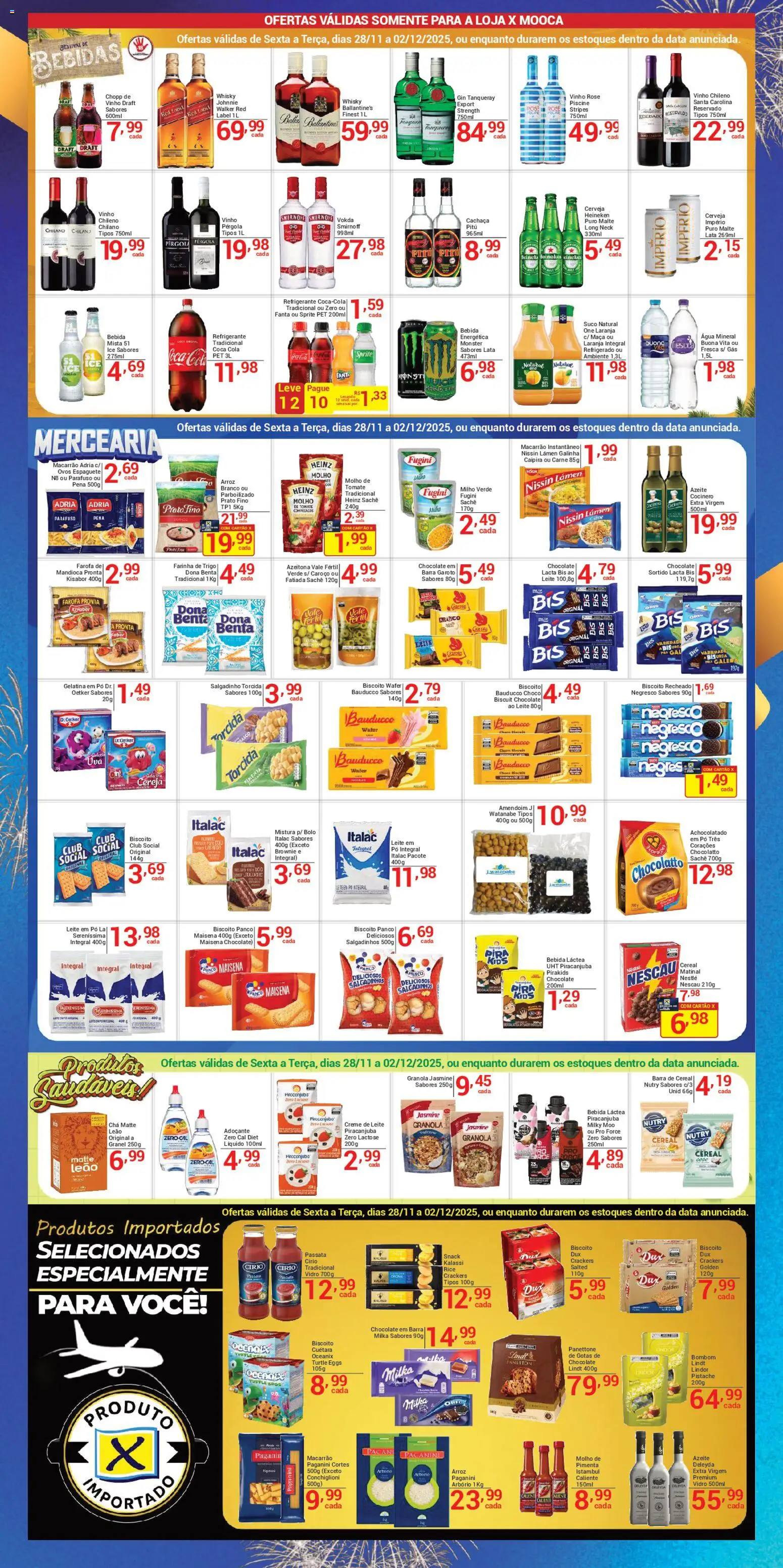 X Supermercados Folheto - válido de 28.11.2025 | Página: 2 | Produtos: Tres corações, Creme, Água mineral, Macarrão instantâneo