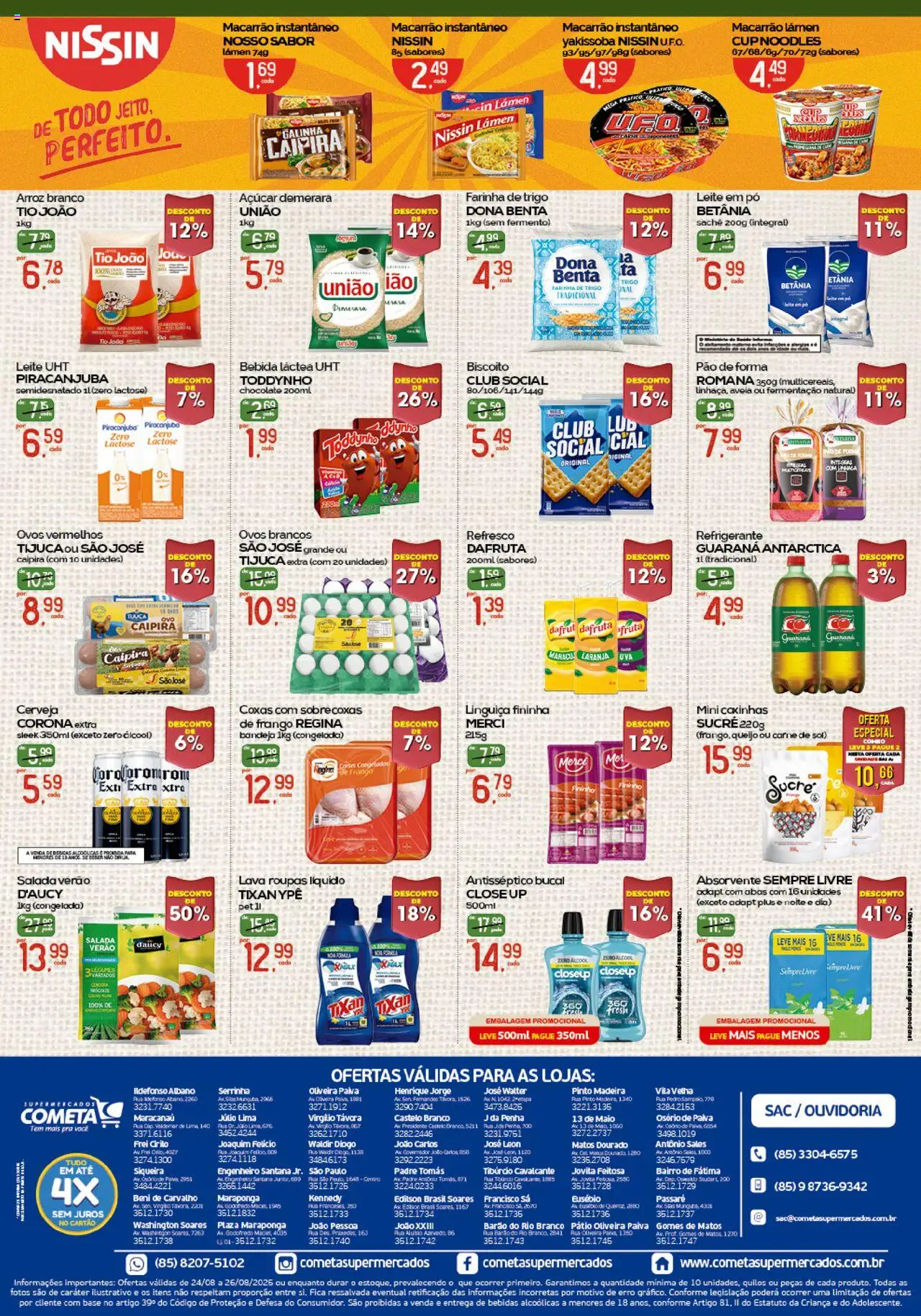 Cometa Supermercados Folheto - válido de 24.08.2025 | Página: 2 | Produtos: Pó, Cerveja, Roupas, Absorvente