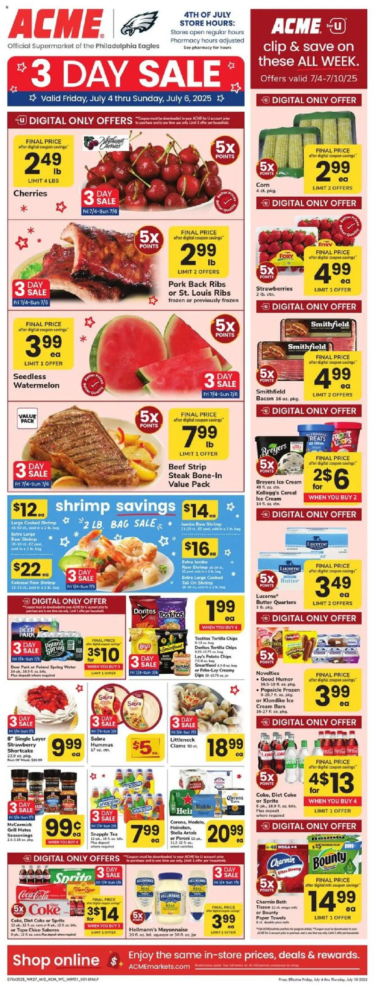 Acme Weekly Ad - valid from 04.07.2025 | Page: 1 | Products: Corn, Chips, Ice cream, Watermelon