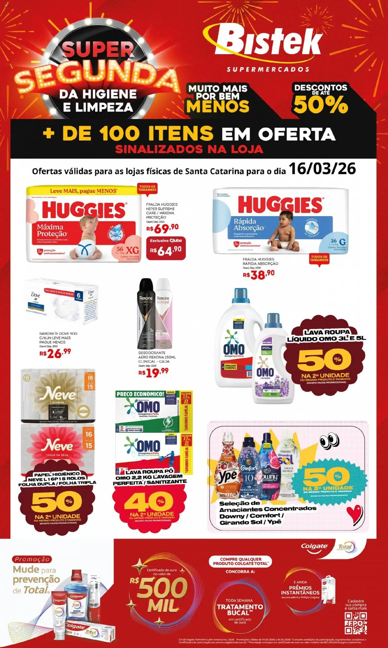 Bistek Supermercados Folheto - válido de 16.03.2026 | Página: 1 | Produtos: Coco, Desodorante, Fraldas, Papel higiênico