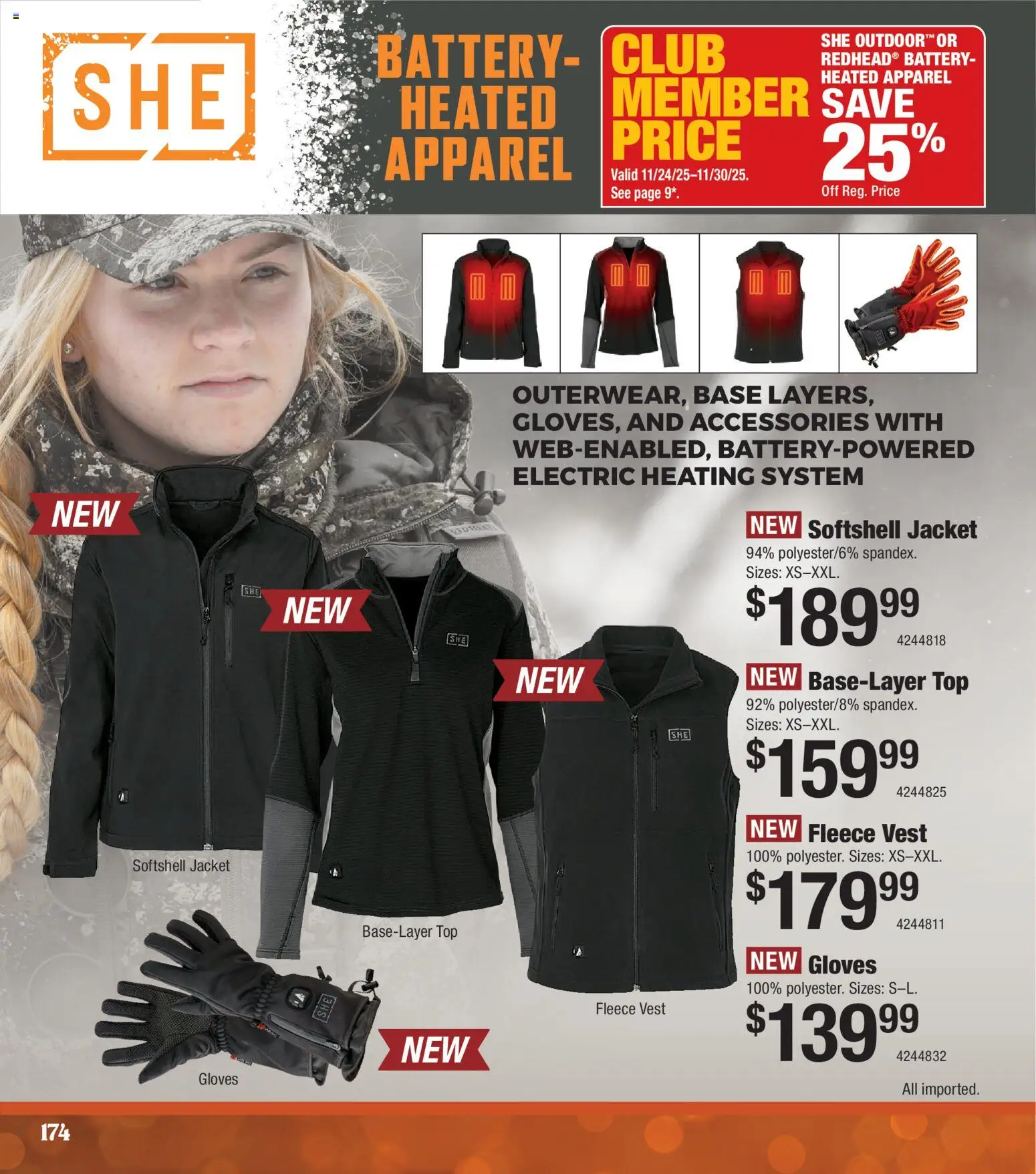Cabela's Christmas Gift Guide 25 - valid from 01.11.2025 | Page: 174 | Products: Battery, Vest, Jacket, Gloves