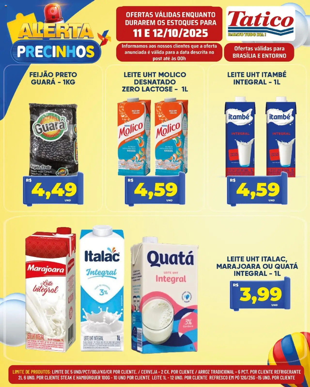 Tatico Folheto - válido de 11.10.2025 | Página: 4 | Produtos: Leite, Cerveja, Arroz, Cálcio