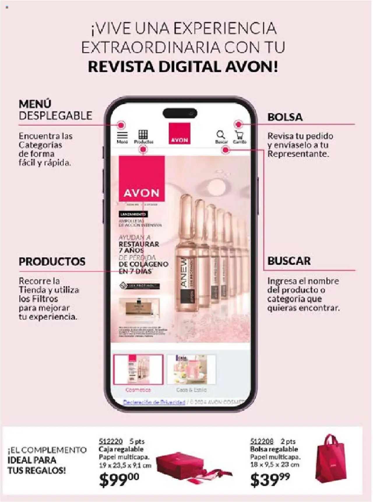 Nuevas ofertas de AVON válidas en toda la República Mexicana desde el 17.03.2025. ¡Encuentra las mejores ofertas en AVON campaña 7 2025! | Página: 2 | Productos: Bolsa, Caja