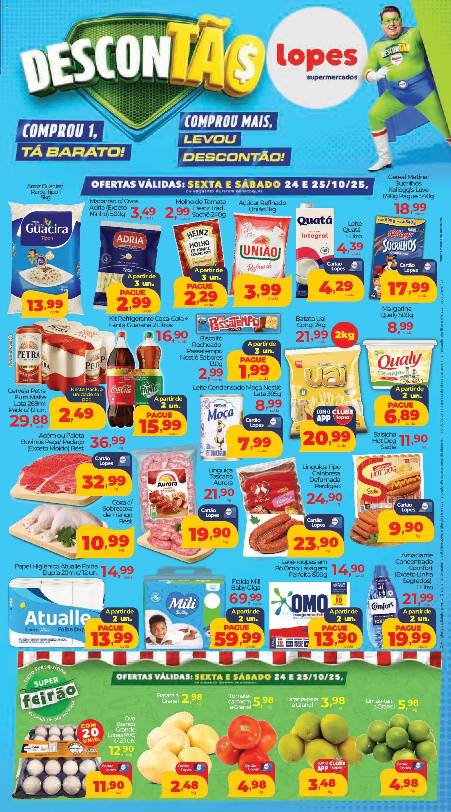 Lopes Supermercados Folheto - válido de 24.10.2025 | Página: 1 | Produtos: Pó, Molho de tomate, Leite condensado, Margarina