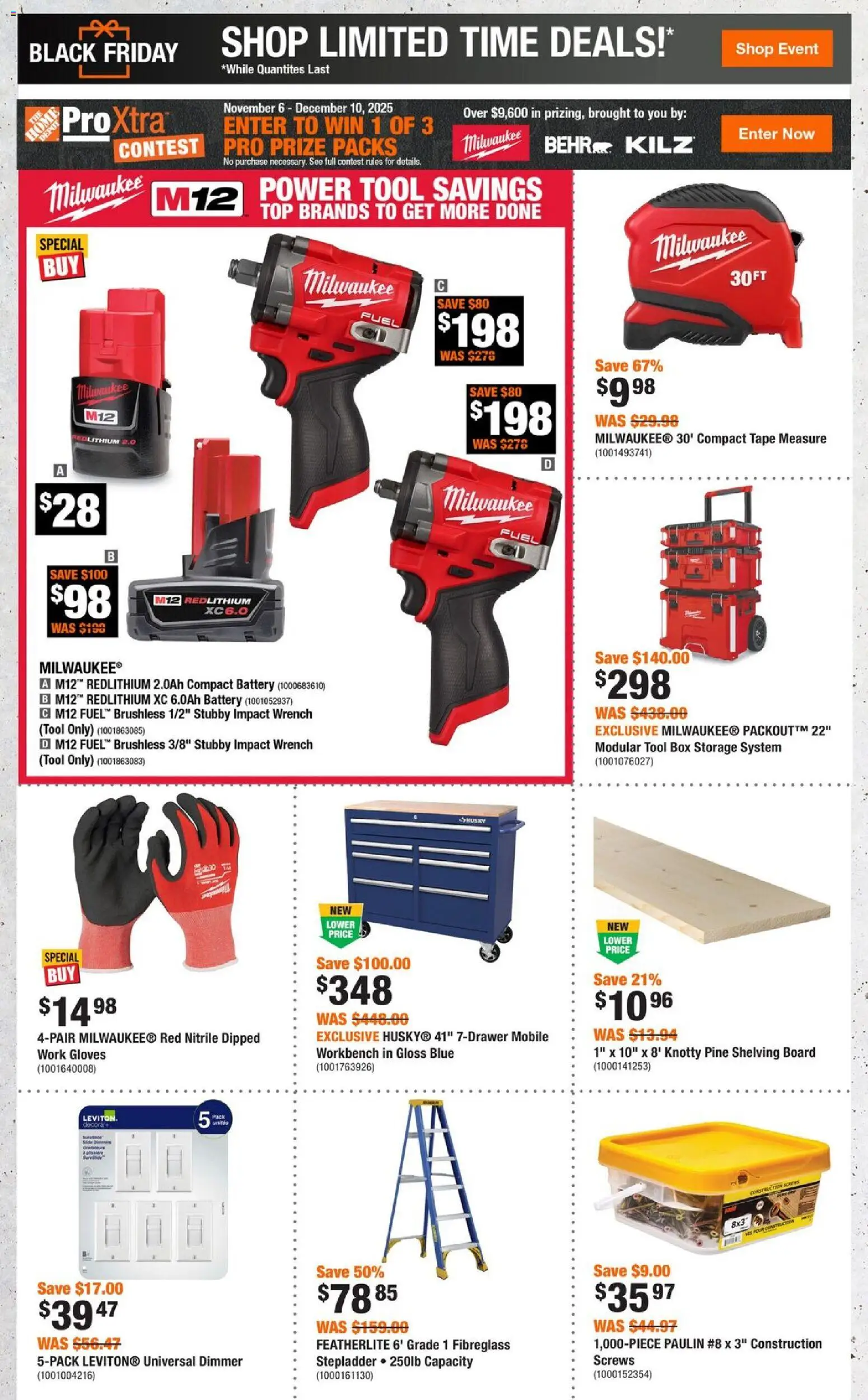 Home Depot flyer valid from 06.11.2025 | Page: 3 | Products: Gloves, Box, Battery