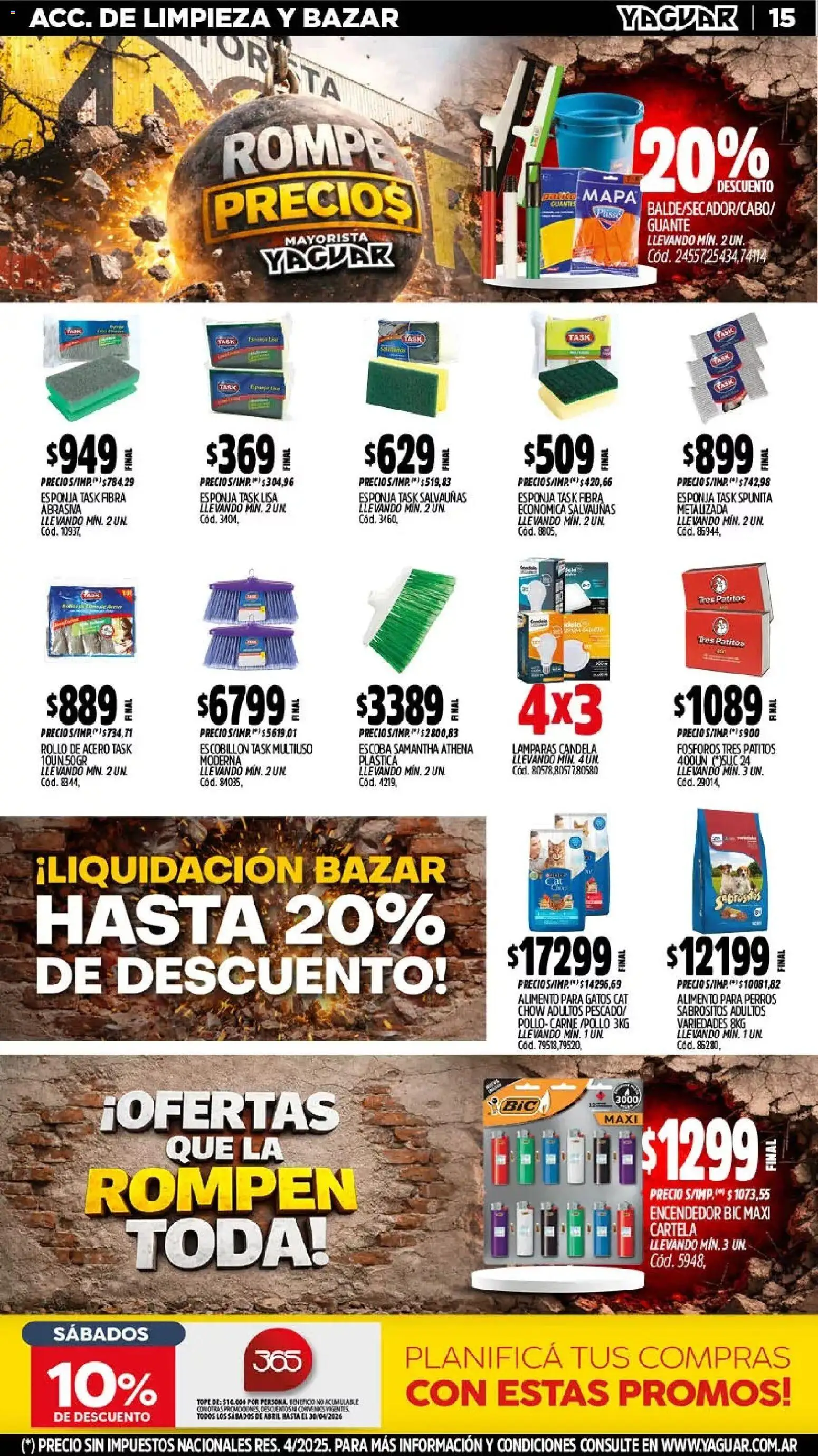Yaguar - Oferta Semanal Santa Fé │ válido desde el 13.04.2026 | Página: 15 | Productos: Fósforos, Encendedor, Esponja, Guantes