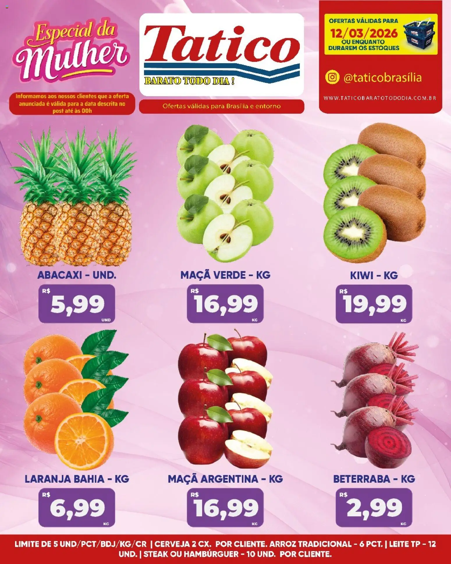 Tatico Folheto - válido de 12.03.2026 | Página: 10 | Produtos: Leite, Arroz, Abacaxi, Kiwi
