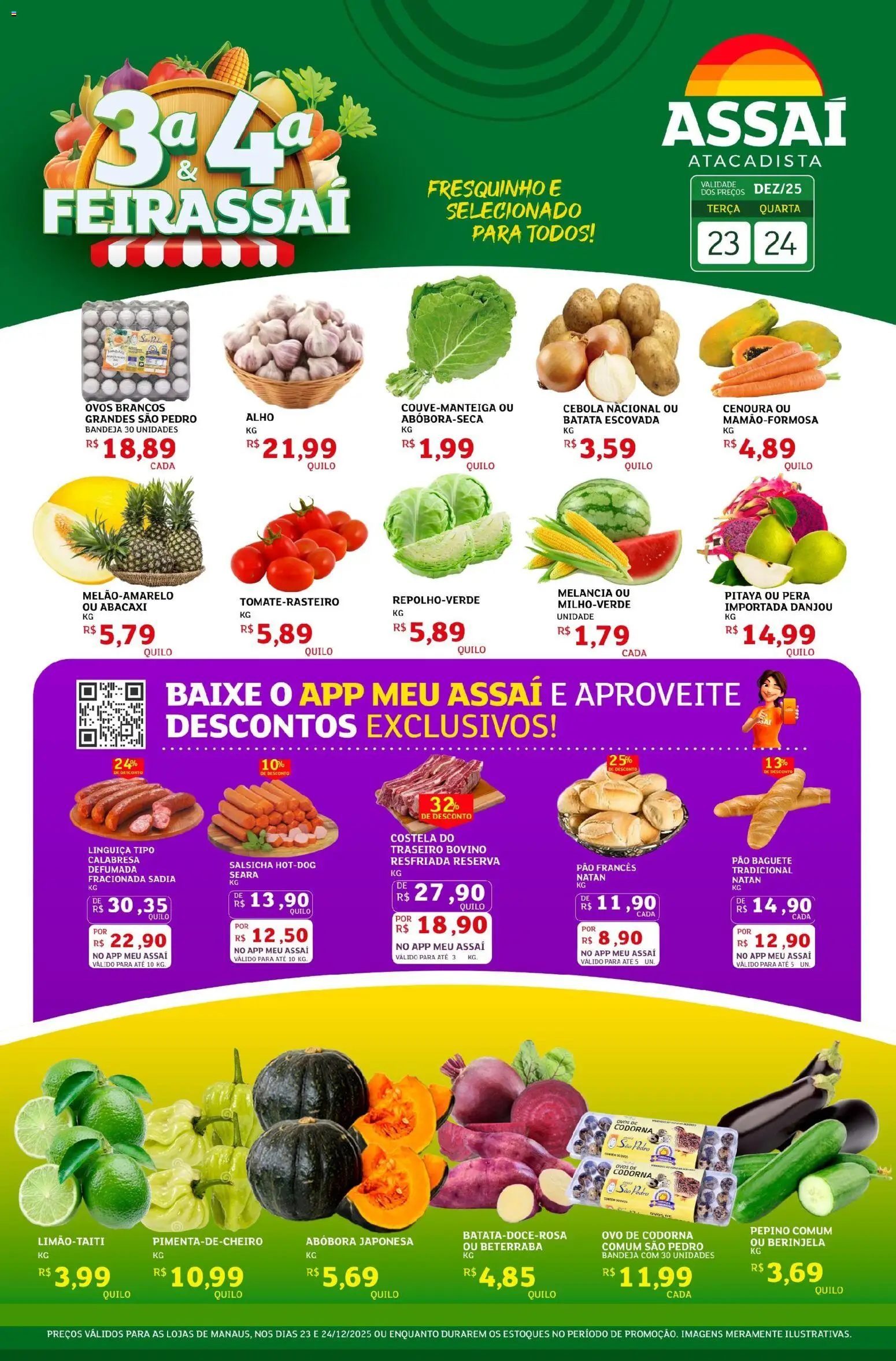 Assaí Atacadista Folheto - válido de 23.12.2025 | Página: 1 | Produtos: Pera, Pão, Abacaxi, Cenoura