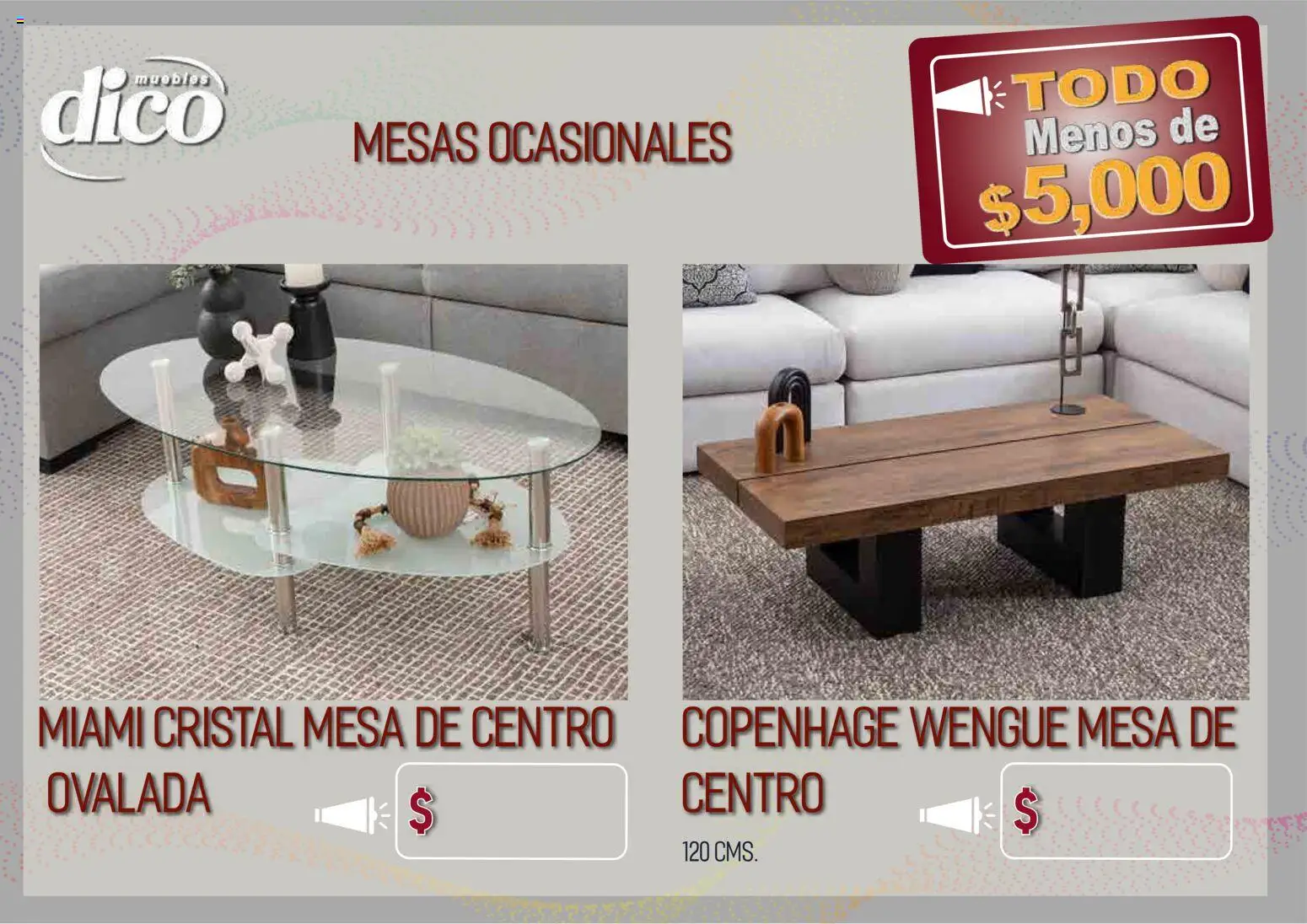 Nuevas ofertas de Muebles Dico válidas en toda la República Mexicana desde el 09.04.2026. ¡Encuentra las mejores ofertas en Muebles Dico catálogo Todo menos de 5000 Pacifico! | Página: 36 | Productos: Mesa de centro, Mesa