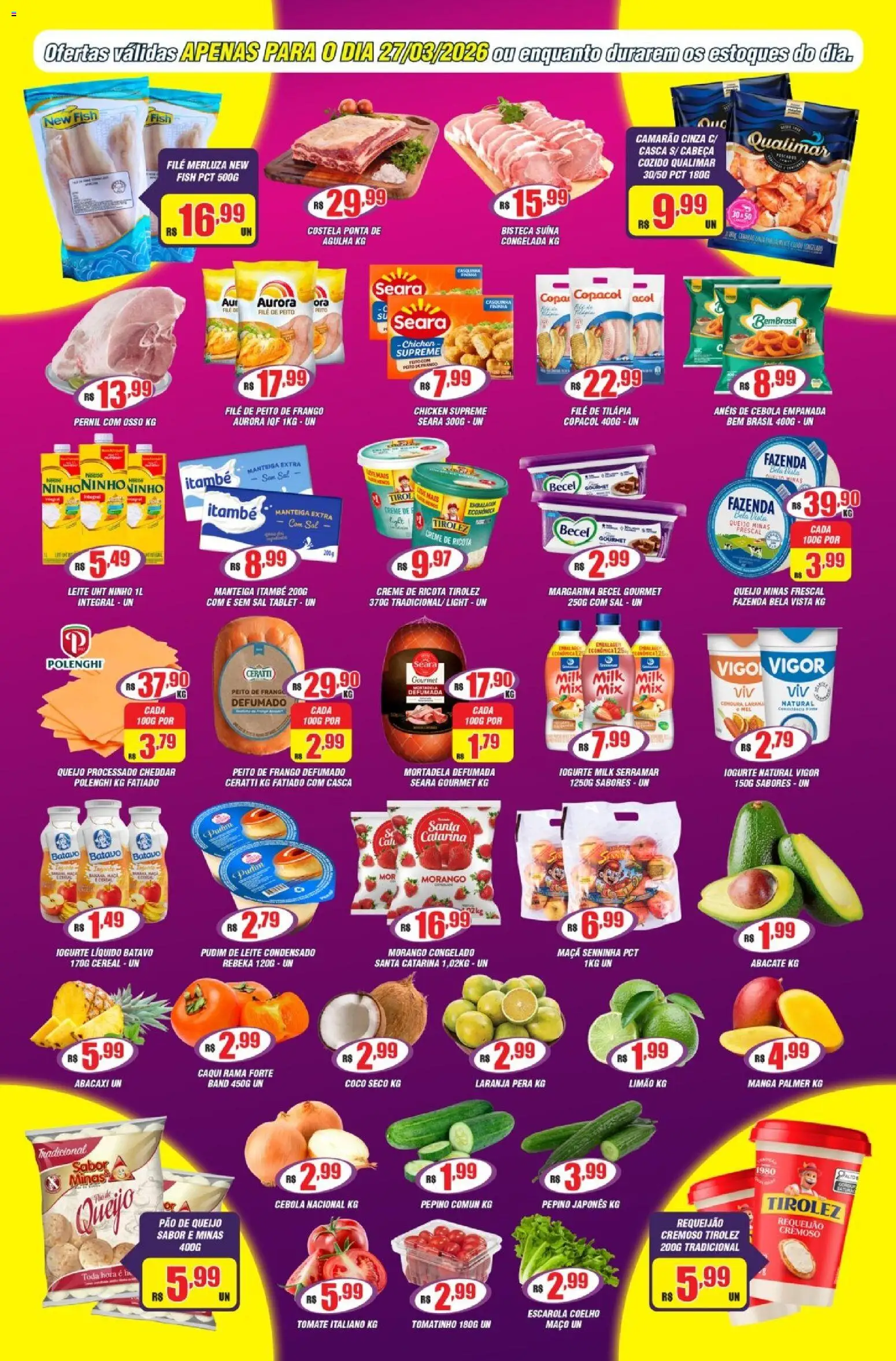 Violeta Supermercados Folheto - válido de 27.03.2026 | Página: 2 | Produtos: Pera, Queijo, Mortadela, Ricota