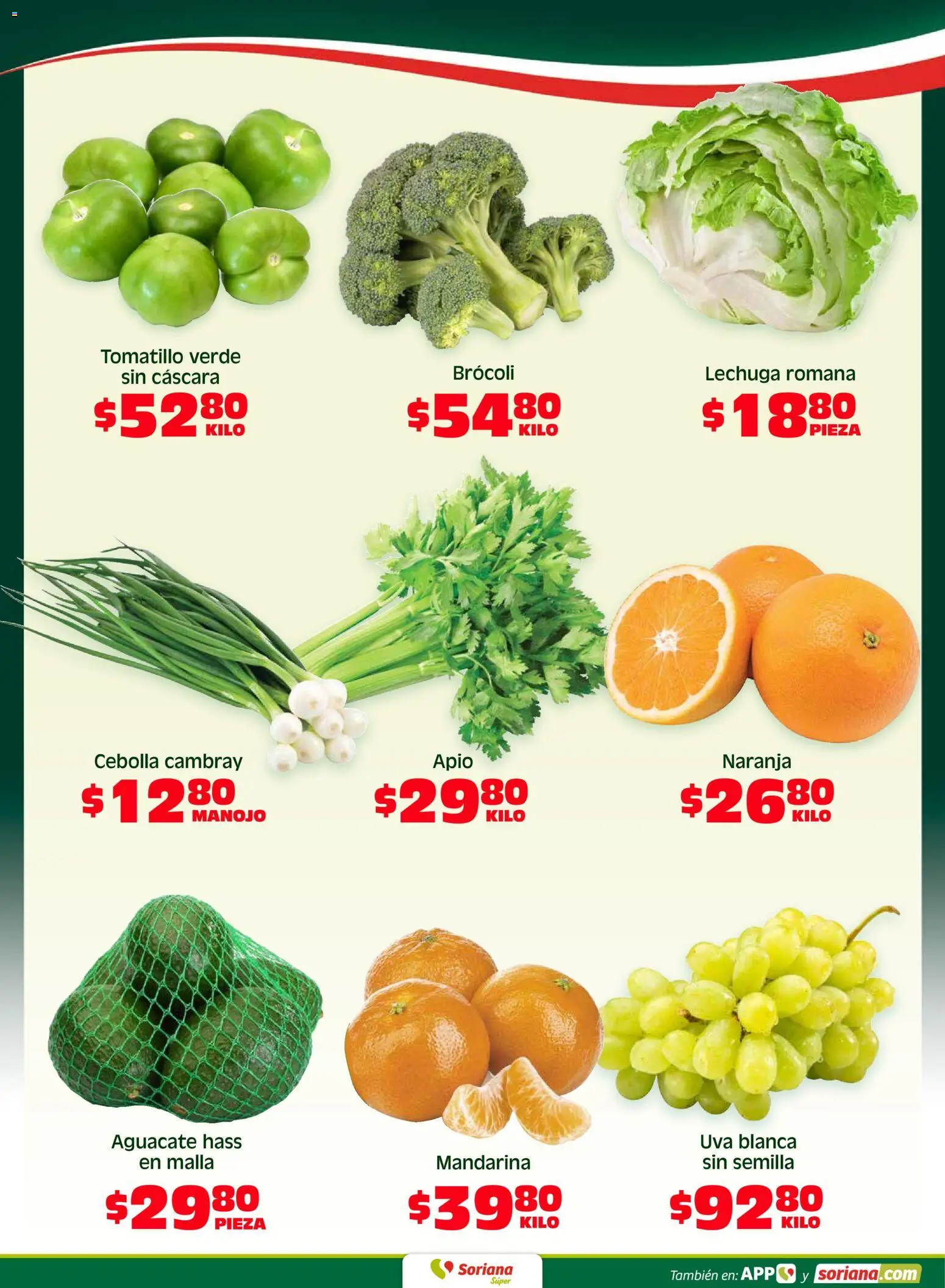 Nuevas ofertas de Soriana válidas en toda la República Mexicana desde el 24.04.2026. ¡Encuentra las mejores ofertas en Soriana Fin de Semana Súper: Nuevo León, Ciudad Victoria y Tampico! | Página: 3 | Productos: Cebolla, Brocoli, Aguacate, Malla