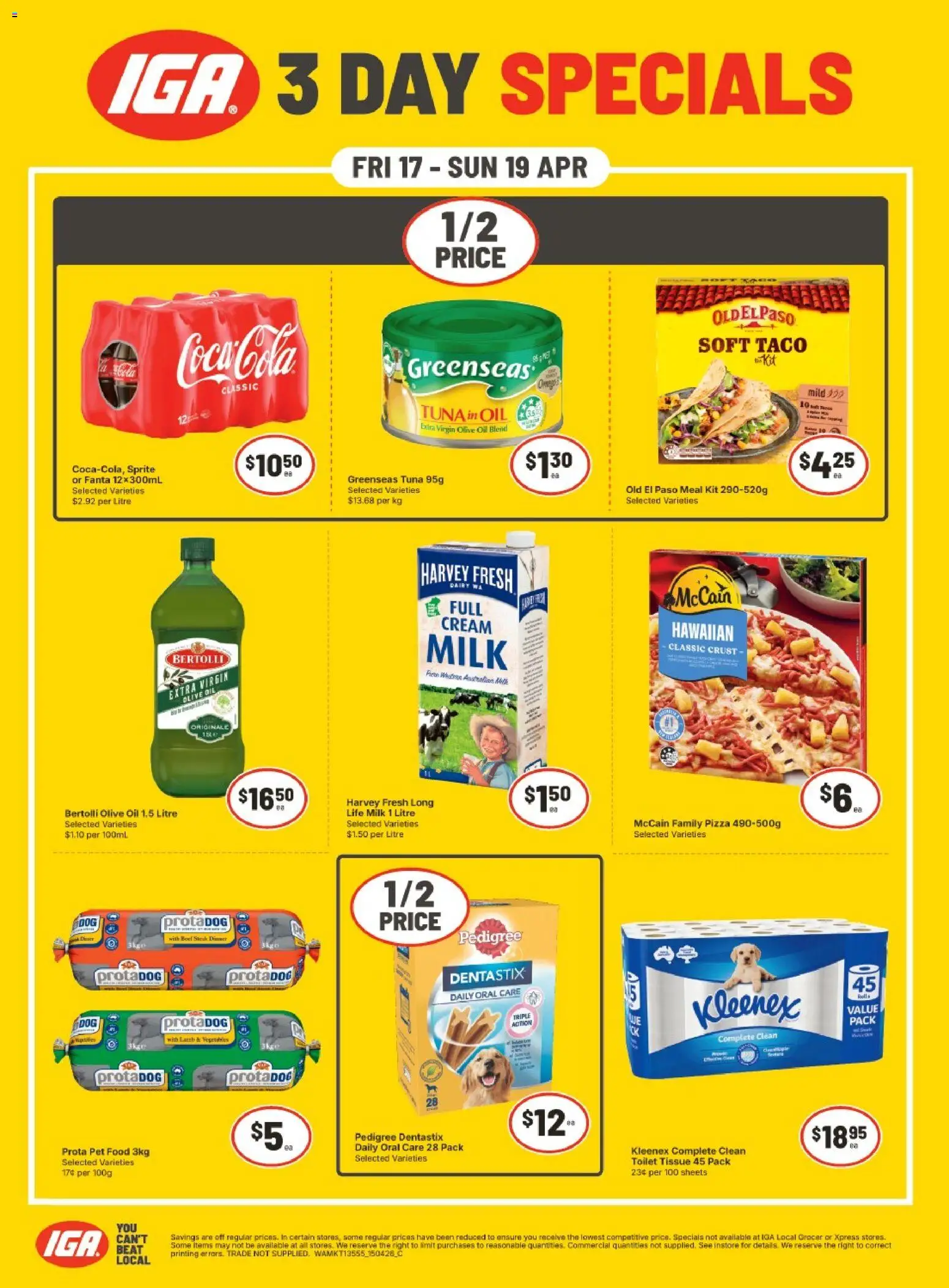 IGA catalogue - valid from 17.04.2026 | Page: 2 | Products: Milk, Oil, Pizza, Olive oil