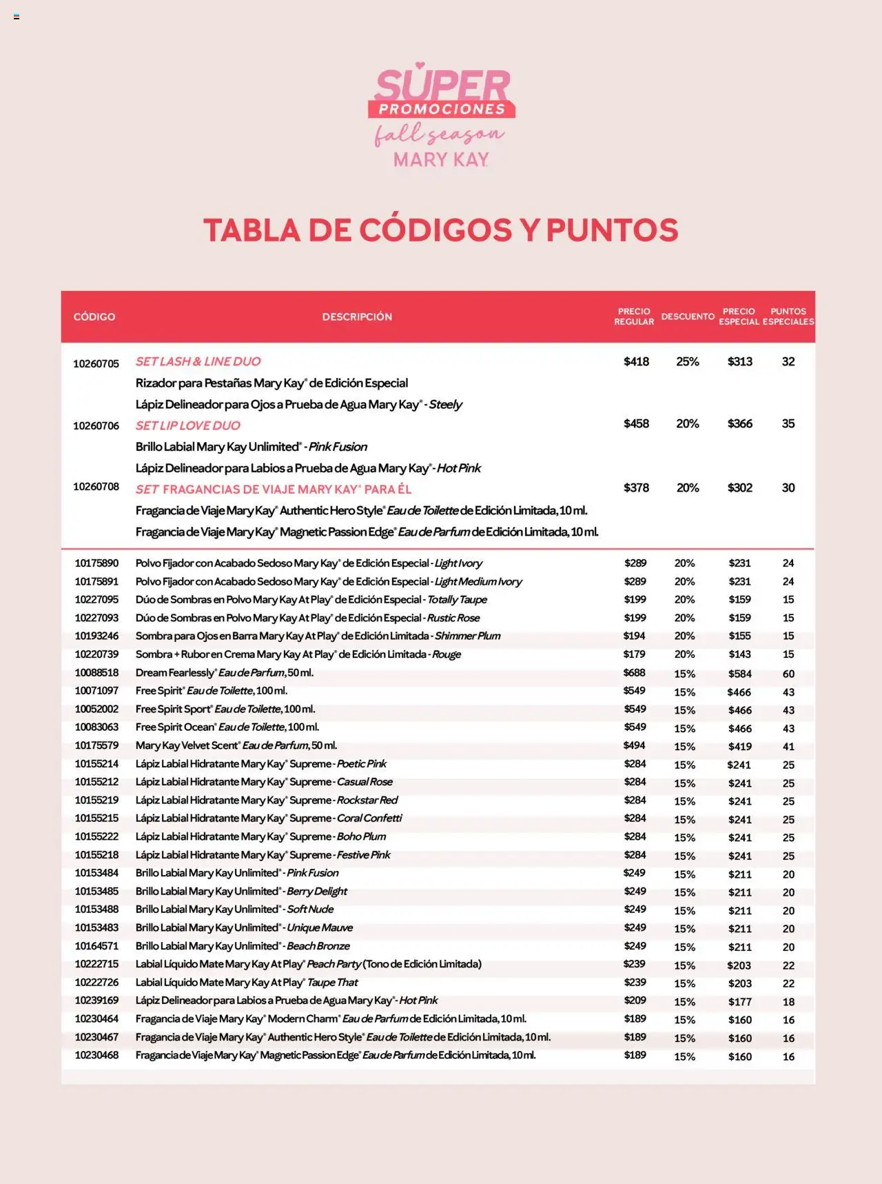 Nuevas ofertas de Mary Kay válidas en toda la República Mexicana desde el 25.09.2025. ¡Encuentra las mejores ofertas en Mary Kay catálogo! | Página: 9 | Productos: Agua, Fijador, Mate, Eau de toilette