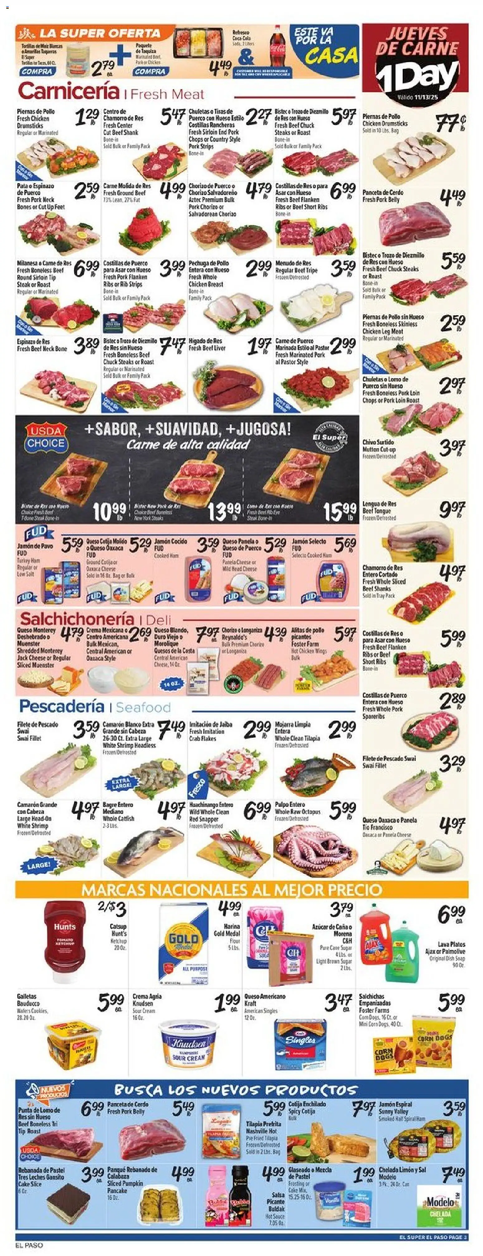 El Super Weekly Ad - TX - valid from 12.11.2025 | Page: 3 | Products: Cheese, Flakes, Sauce, Sugar