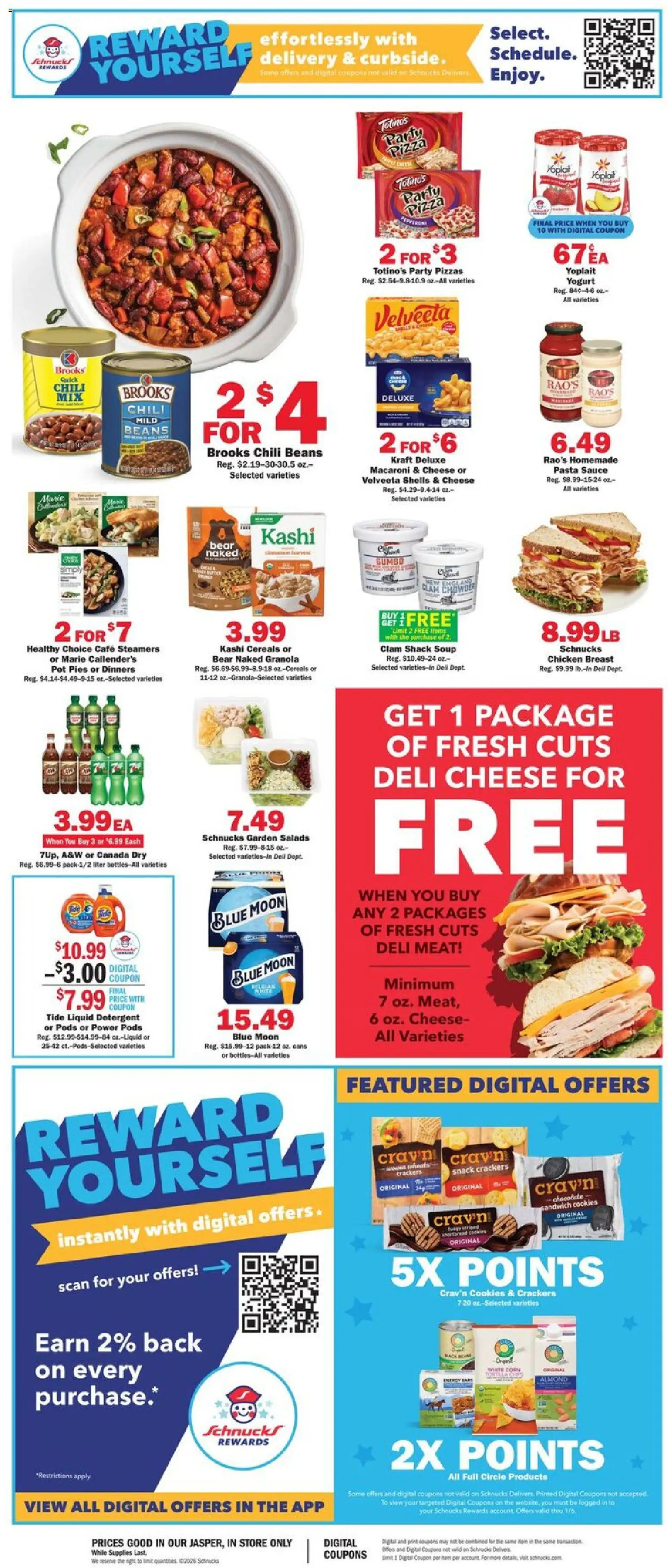 Schnucks Weekly Ad - valid from 02.01.2026 | Page: 2 | Products: Cheese, Pizza, Cereals, Pasta