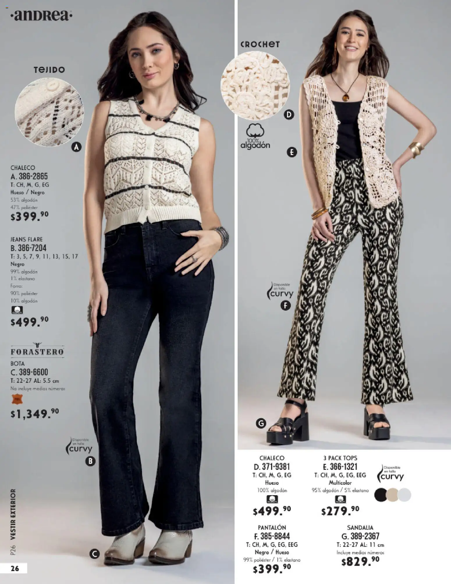 Nuevas ofertas de Andrea válidas en toda la República Mexicana desde el 25.01.2026. ¡Encuentra las mejores ofertas en Andrea catálogo Vestir! | Página: 26 | Productos: Pollo, Chaleco, Algodón