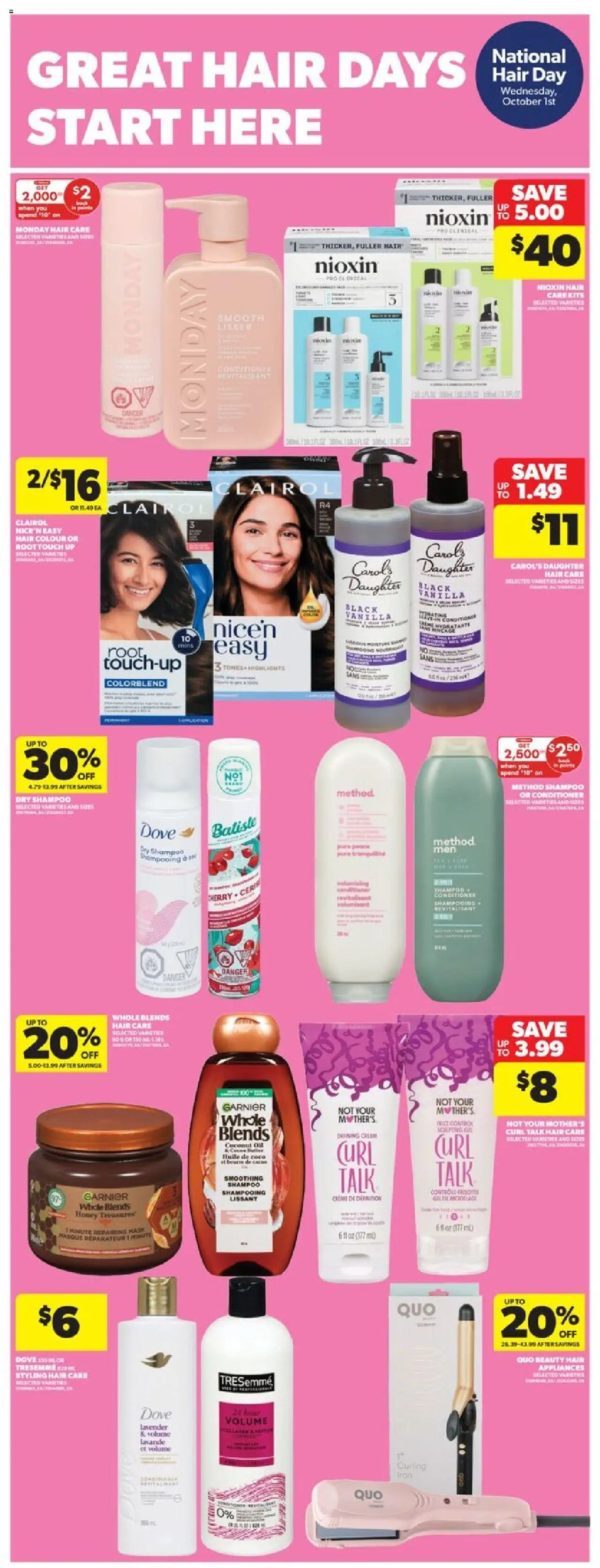 Real Canadian Superstore flyer valid from 25.09.2025 | Page: 37 | Products: Iron, Curling iron, Shampoo, Conditioner